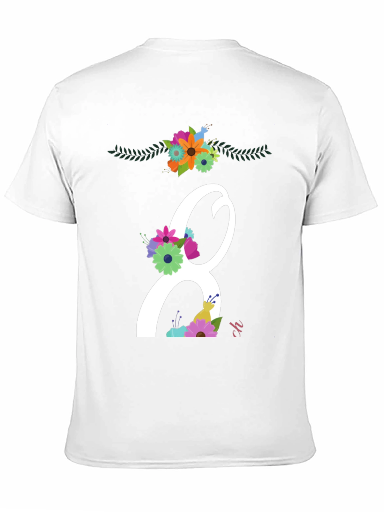 Floral Number 8 Black T-Shirt
