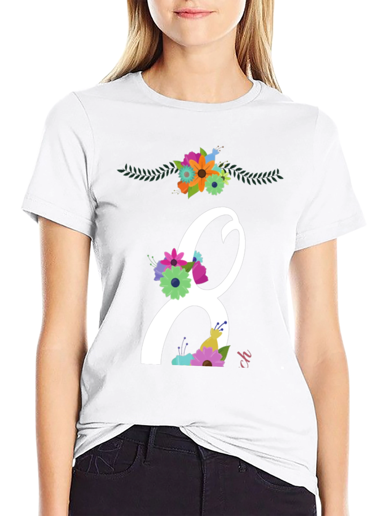 Floral Number 8 Black T-Shirt