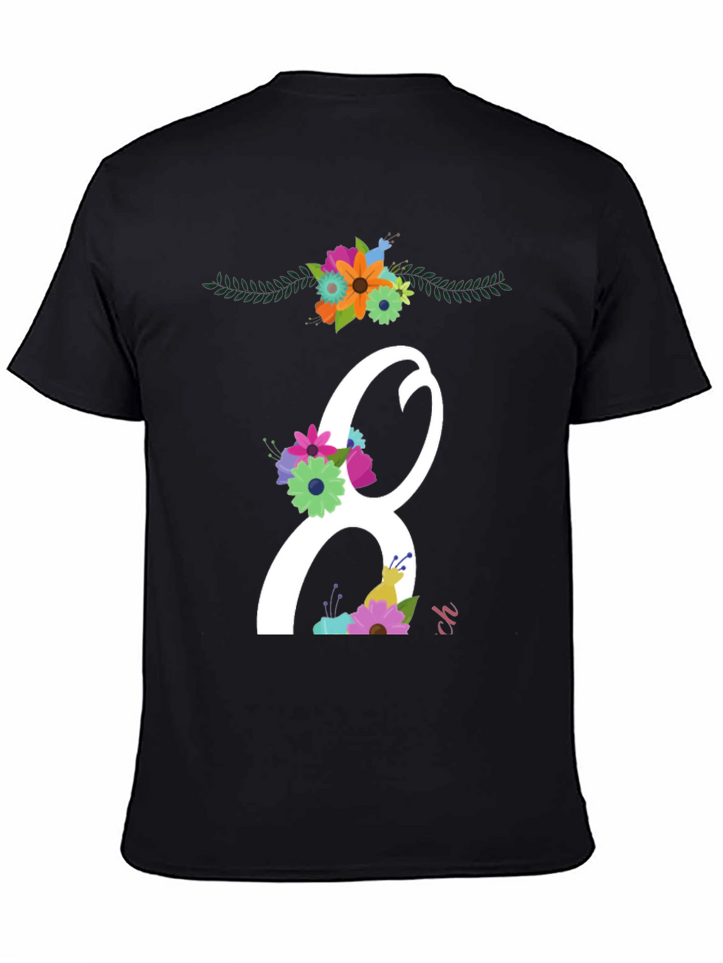 Floral Number 8 Black T-Shirt