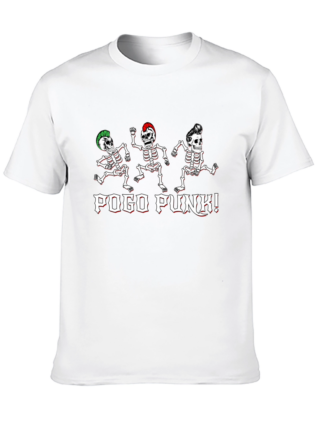 Pogo Punk Skeleton Graphic T-Shirt - Black