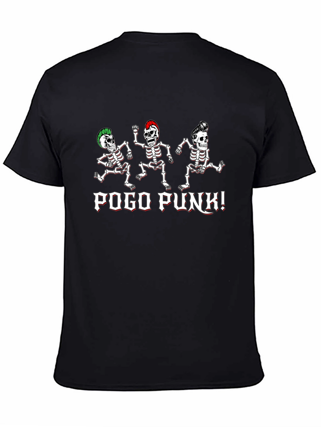 Pogo Punk Skeleton Graphic T-Shirt - Black