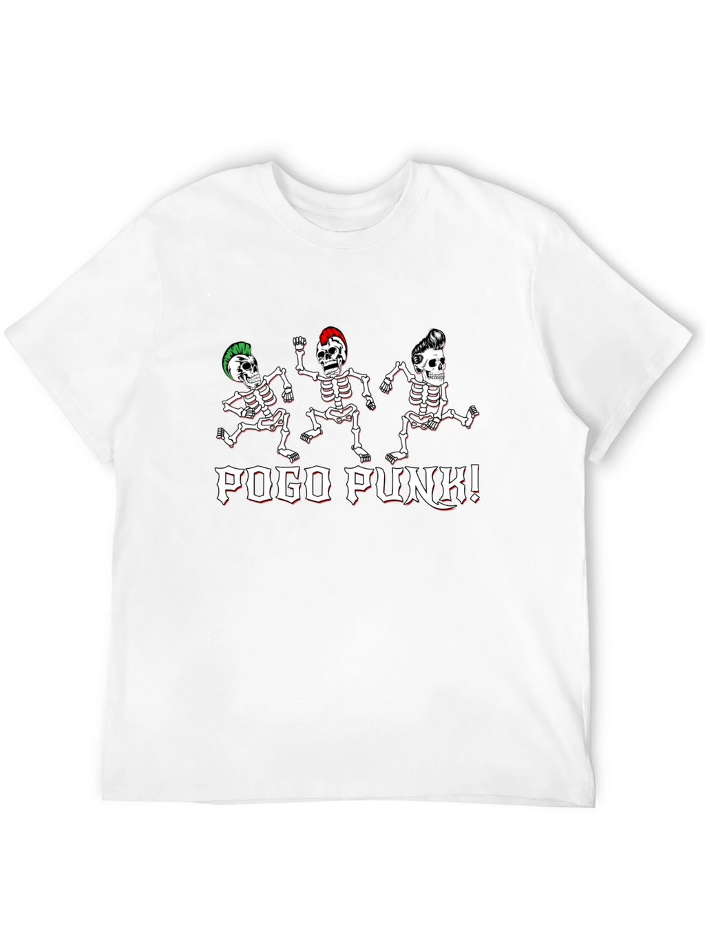 Pogo Punk Skeleton Graphic T-Shirt - Black