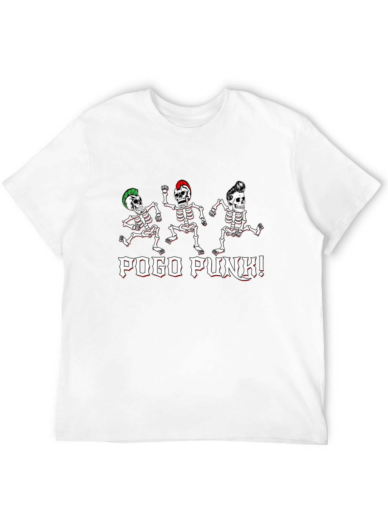 Pogo Punk Skeleton Graphic T-Shirt - Black