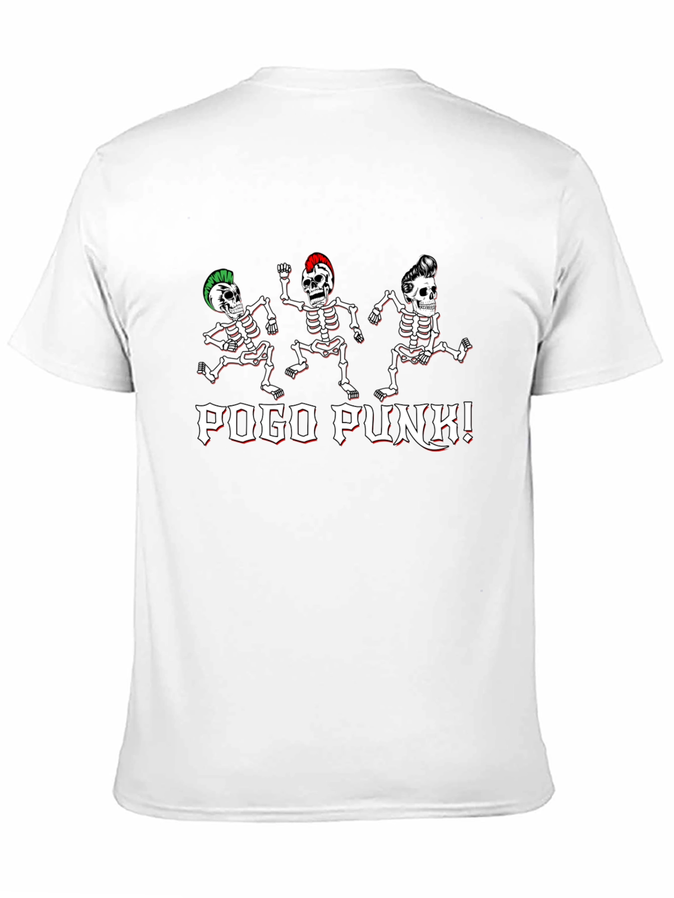 Pogo Punk Skeleton Graphic T-Shirt - Black