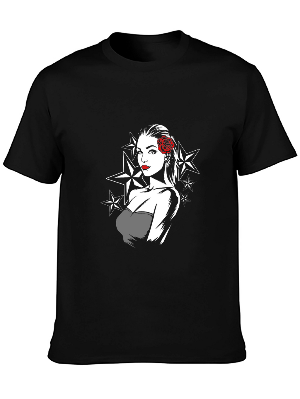 Retro Star Pin-Up Graphic T-Shirt