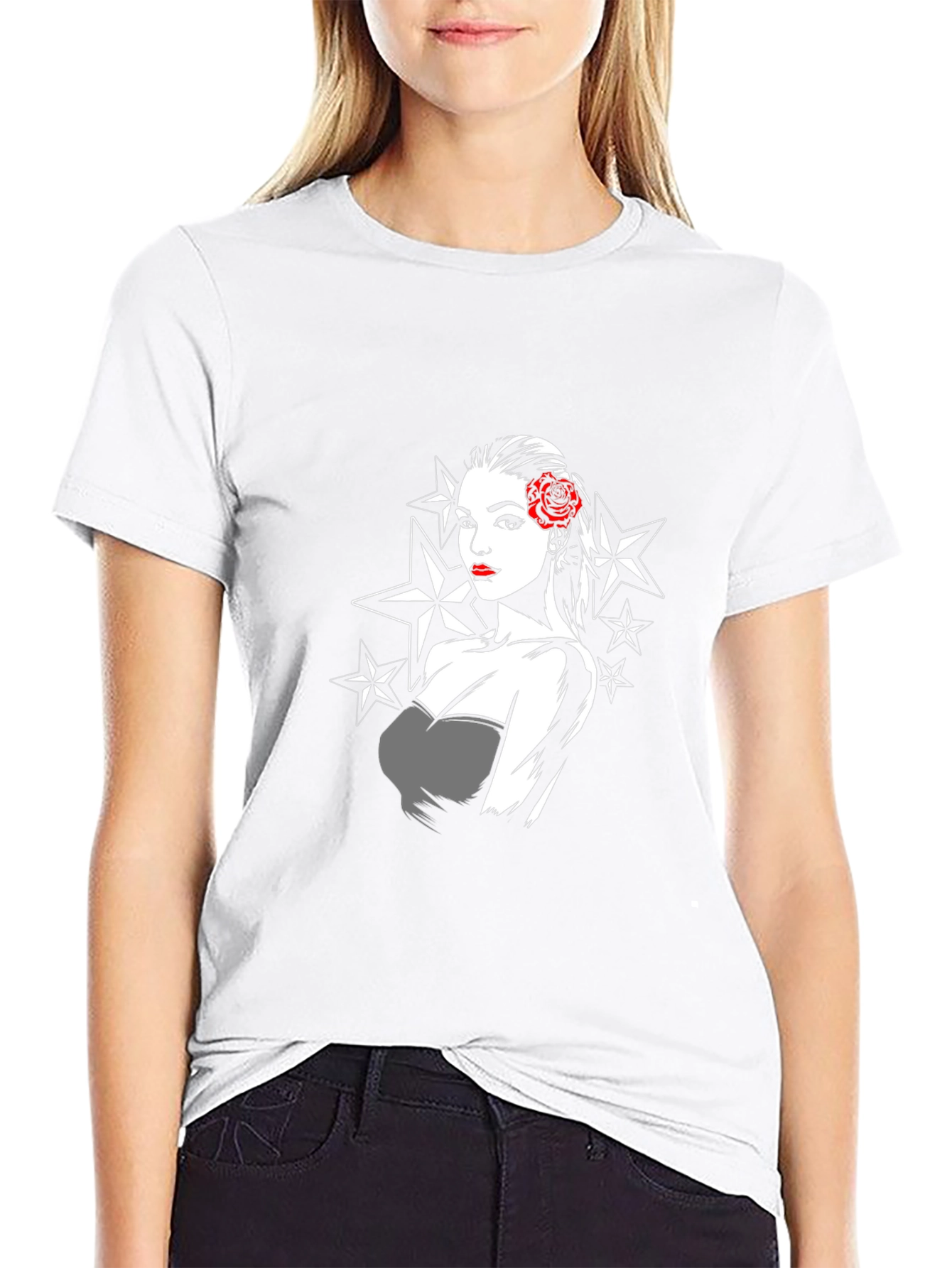 Retro Star Pin-Up Graphic T-Shirt
