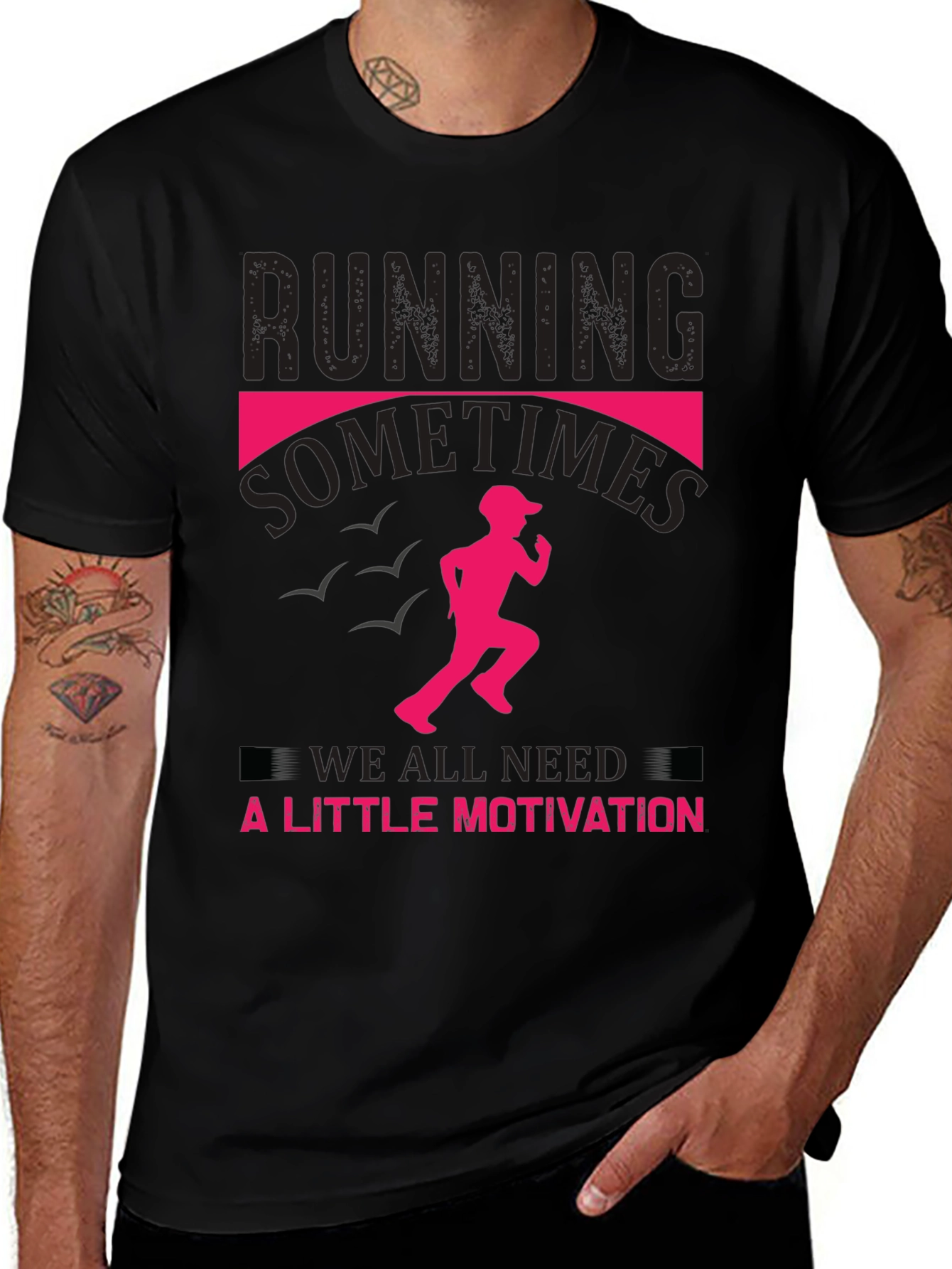 Running Motivation T-Shirt -  Mens Black Tee