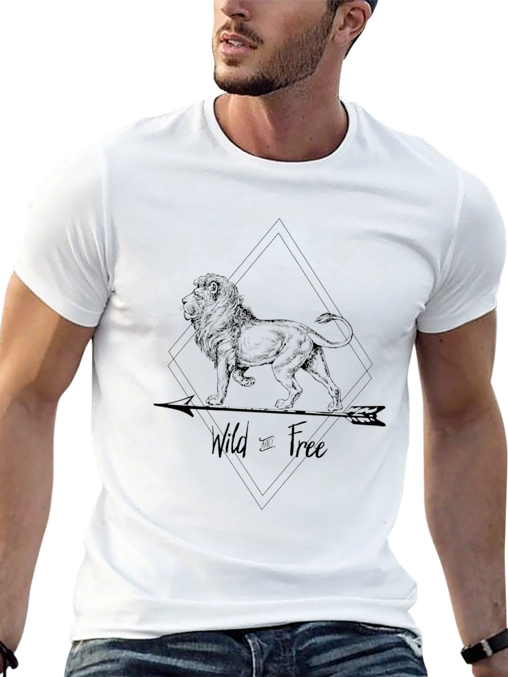 Wild & Free Lion Graphic Black T-Shirt
