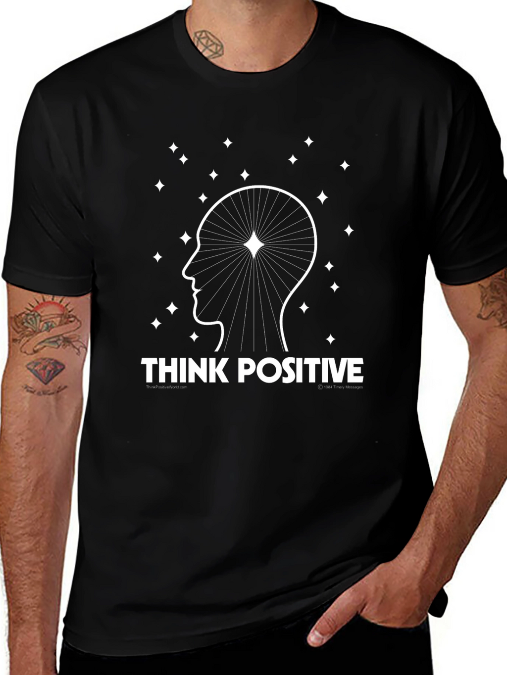 Think Positive Graphic Tee - Inspirational Black T-Shirt