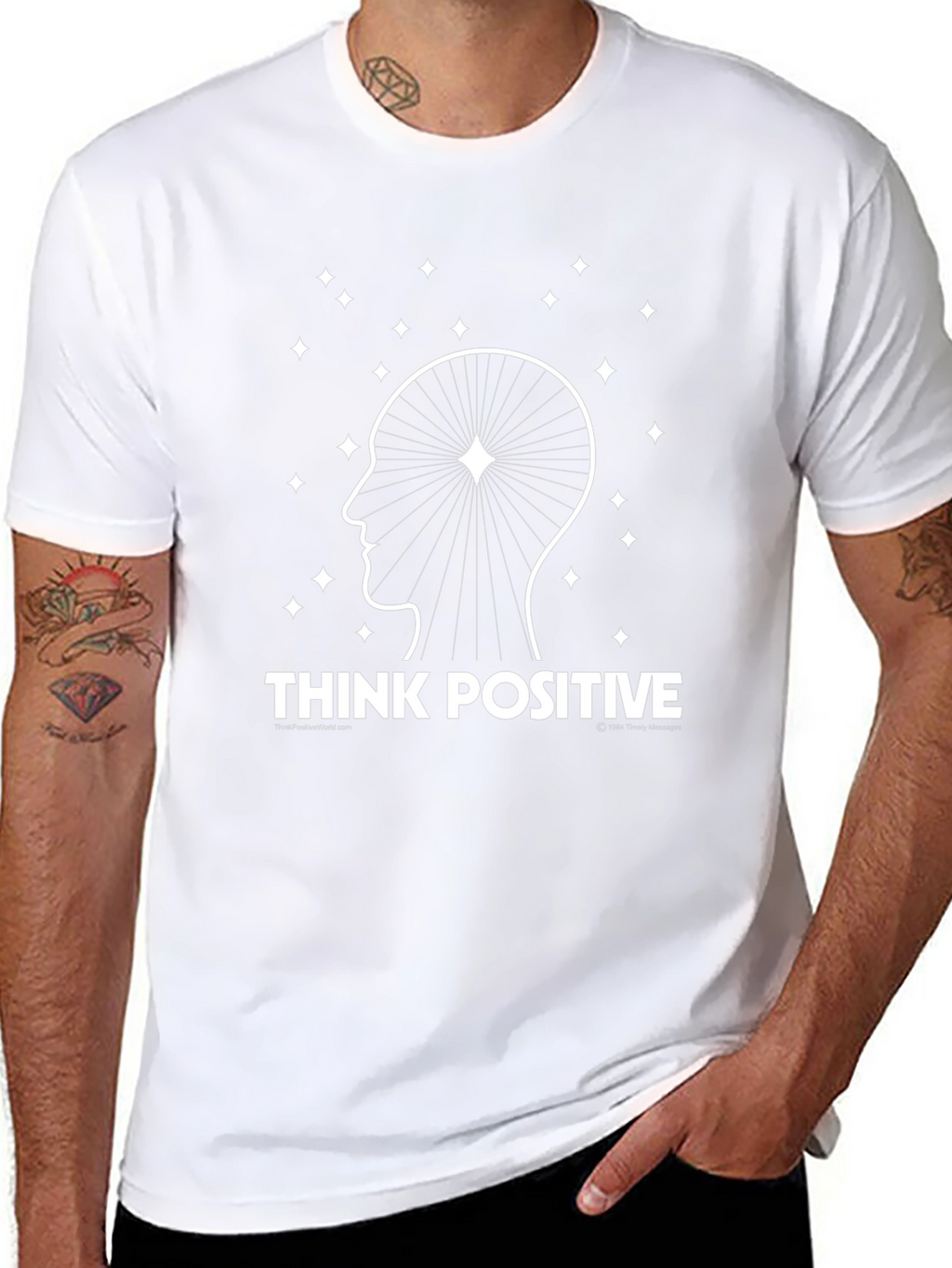 Think Positive Graphic Tee - Inspirational Black T-Shirt