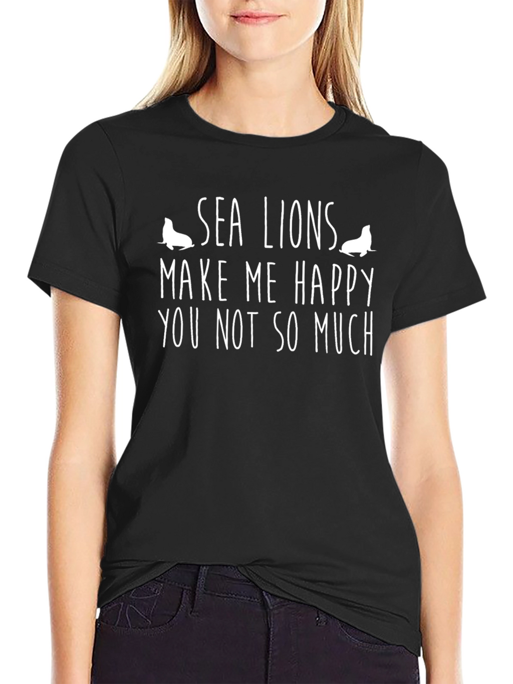 Sea Lions Make Me Happy Funny Graphic T-Shirt