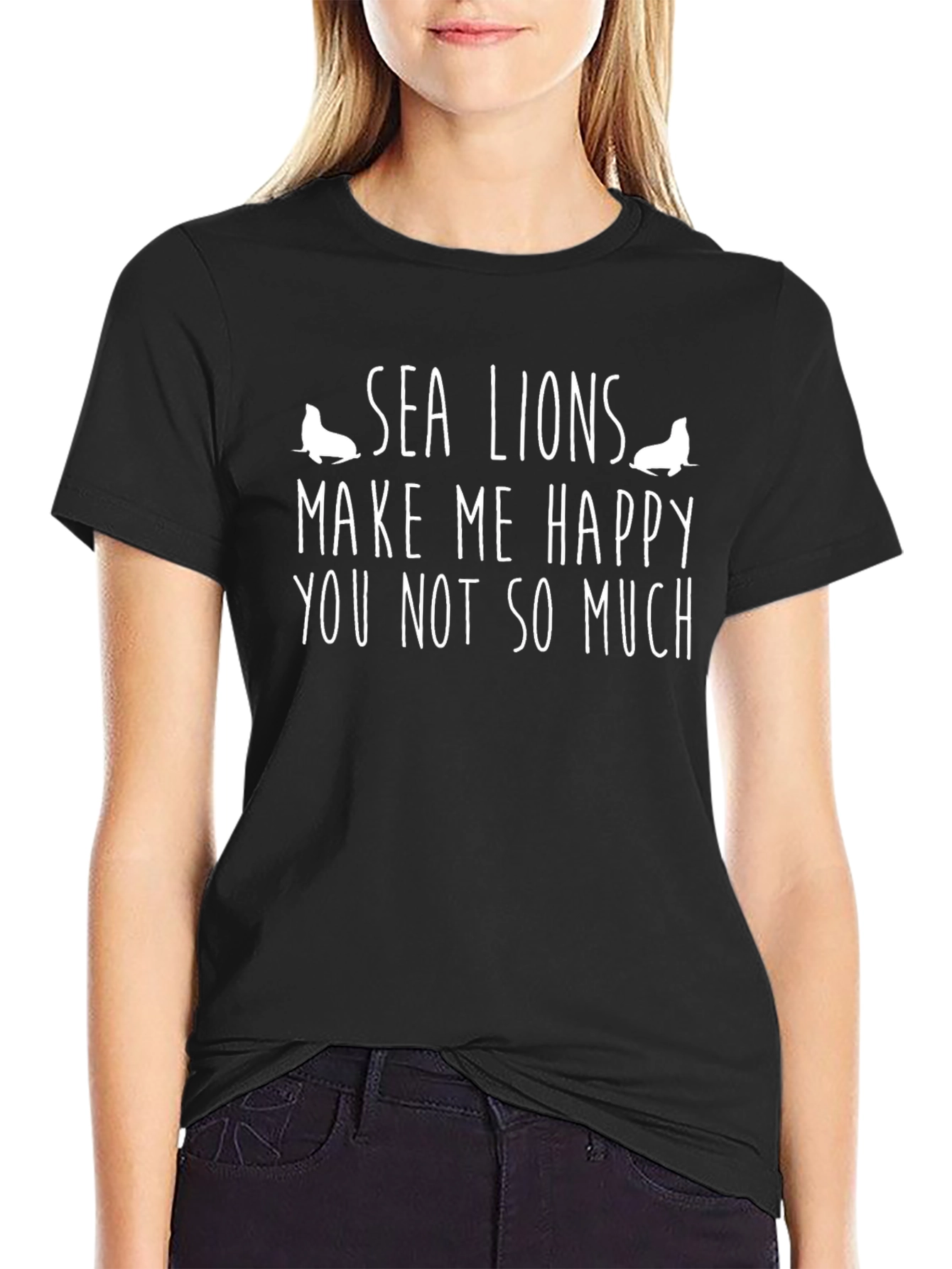 Sea Lions Make Me Happy Funny Graphic T-Shirt