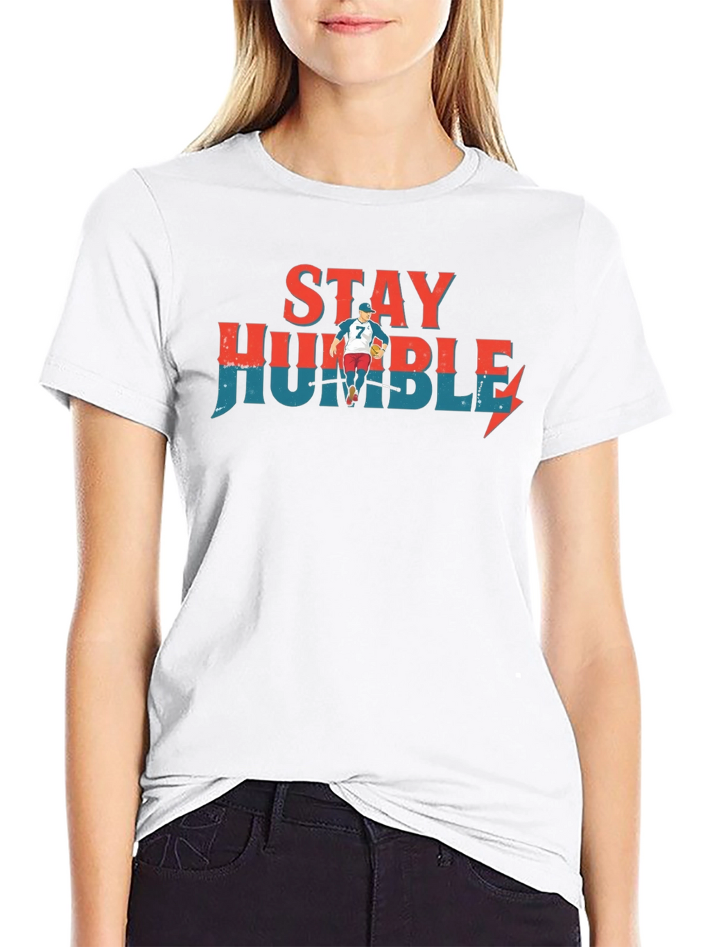 Stay Humble Graphic Tee - Baseball Player Design