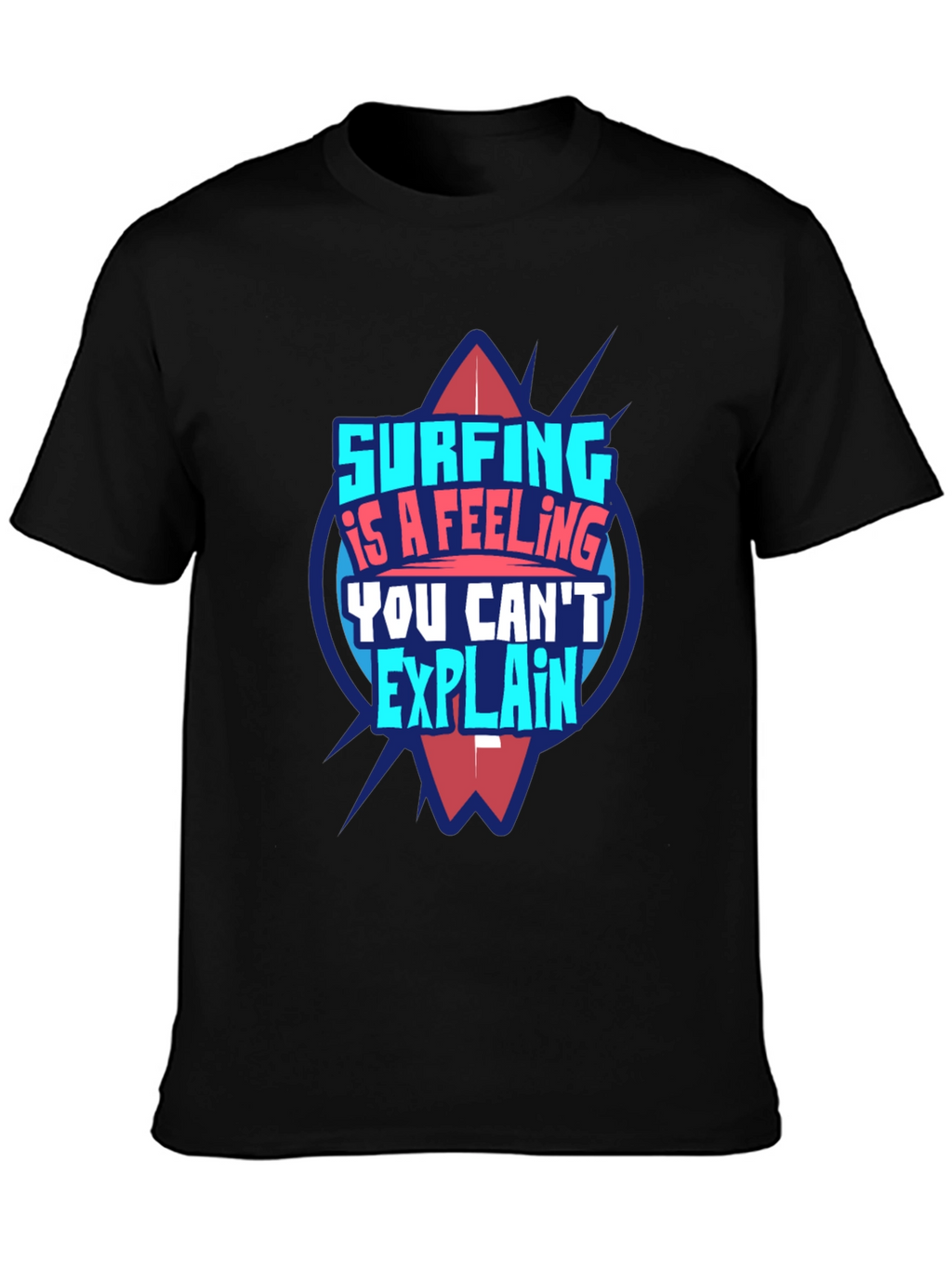 Surfing is a Feeling T-Shirt - Black Graphic Tee