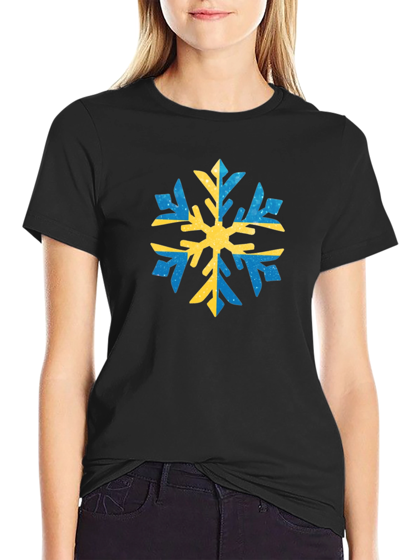 Swedish Snowflake Graphic Tee - Black Cotton