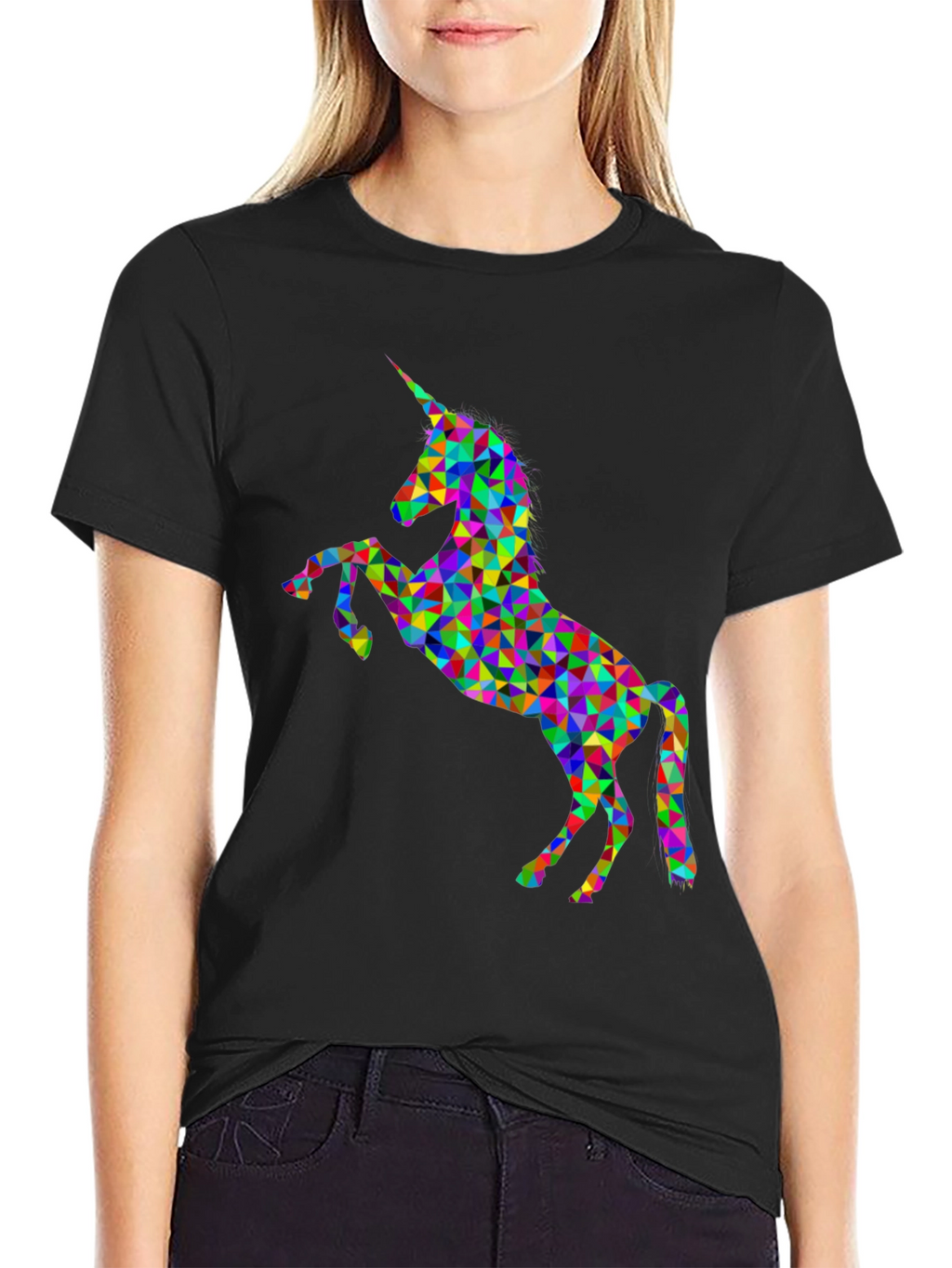 Rainbow Geometric Unicorn Graphic Tee