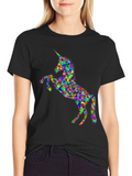 Rainbow Geometric Unicorn Graphic Tee