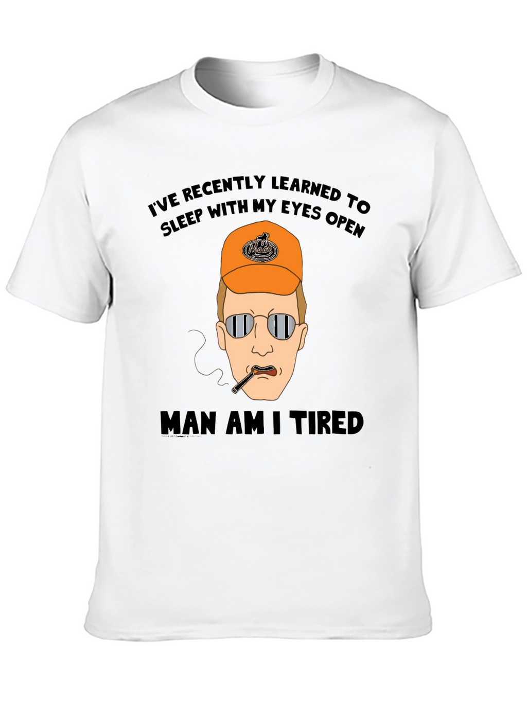 Funny Tired Cartoon Graphic Black T-Shirt
