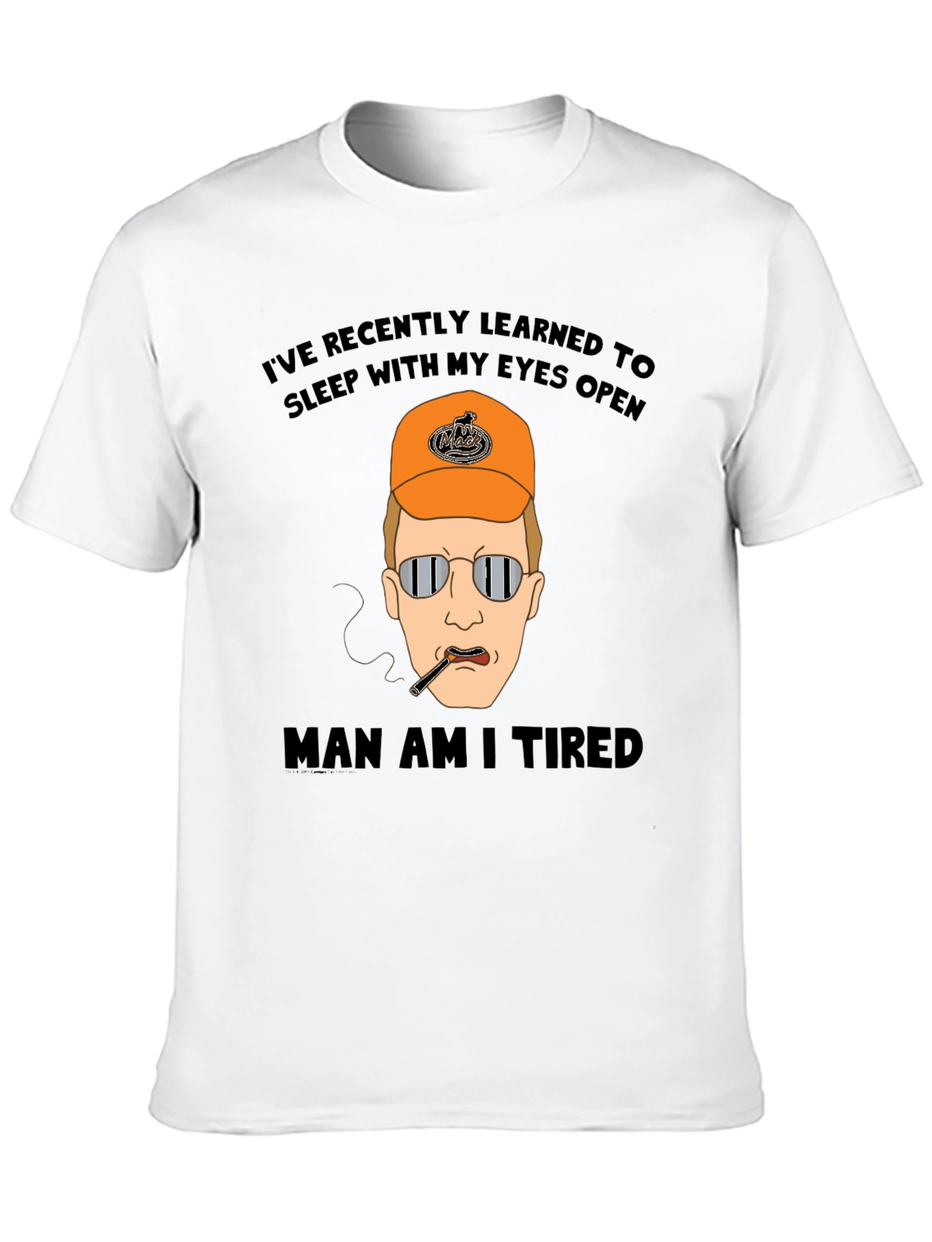 Funny Tired Cartoon Graphic Black T-Shirt