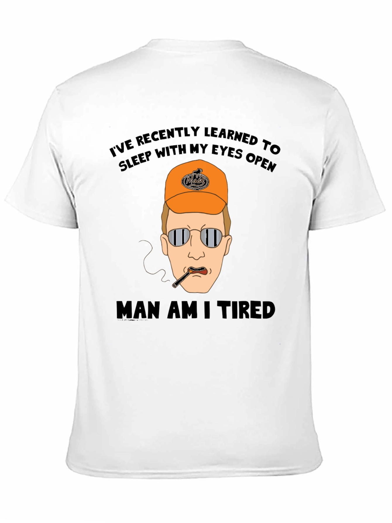 Funny Tired Cartoon Graphic Black T-Shirt