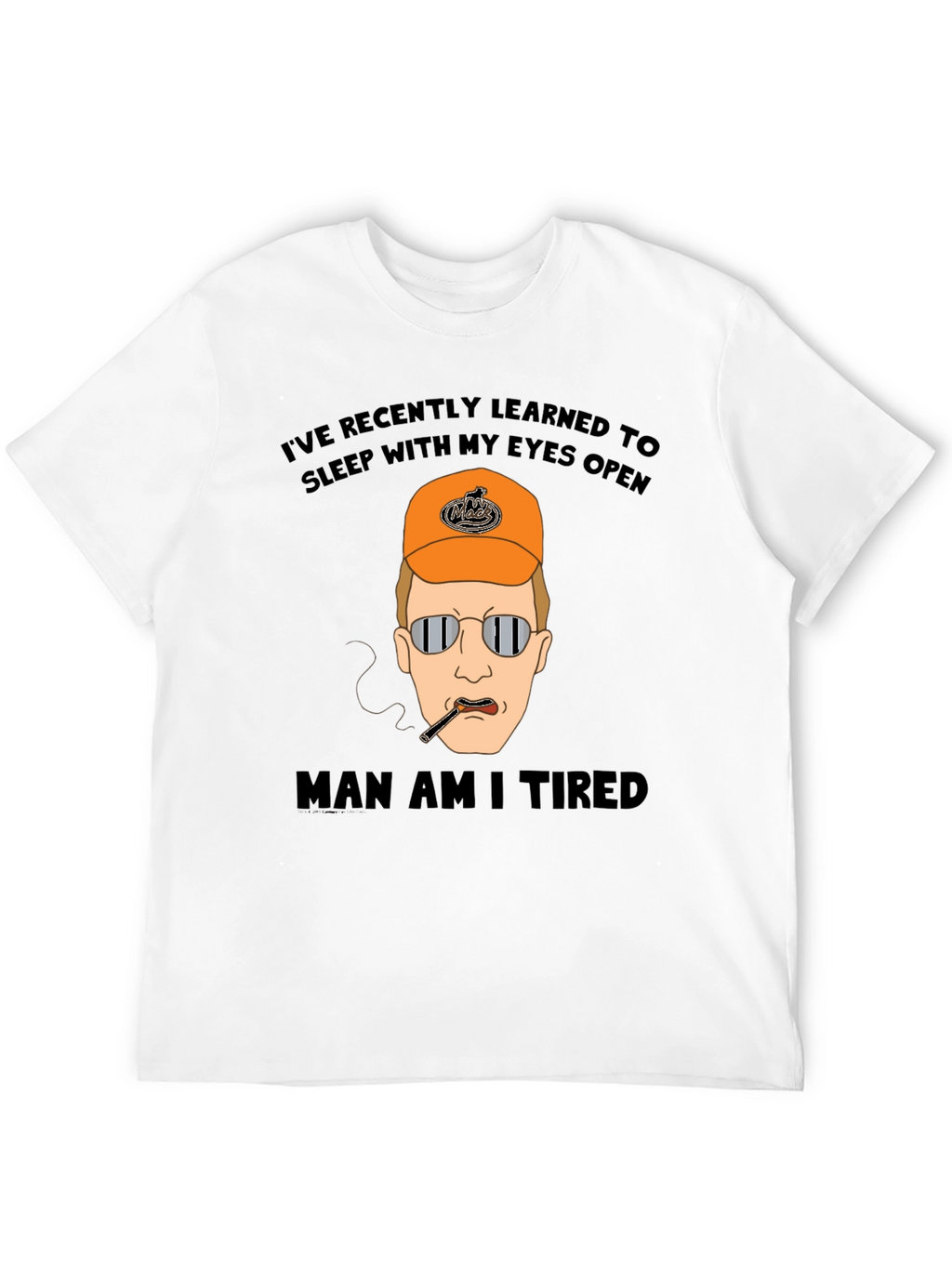 Funny Tired Cartoon Graphic Black T-Shirt