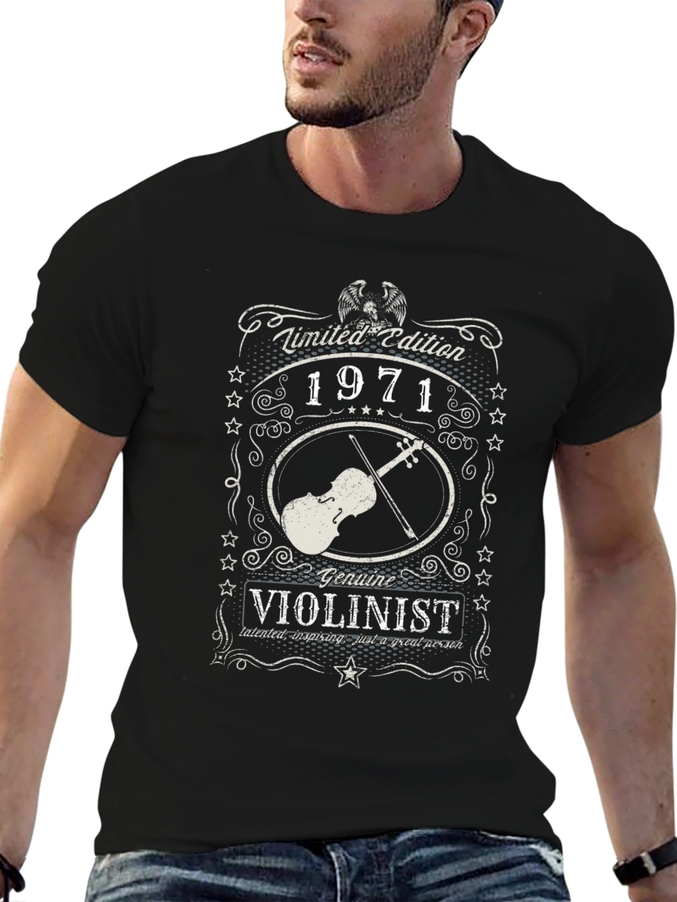 Vintage 1971 Violinist Limited Edition Black T-Shirt