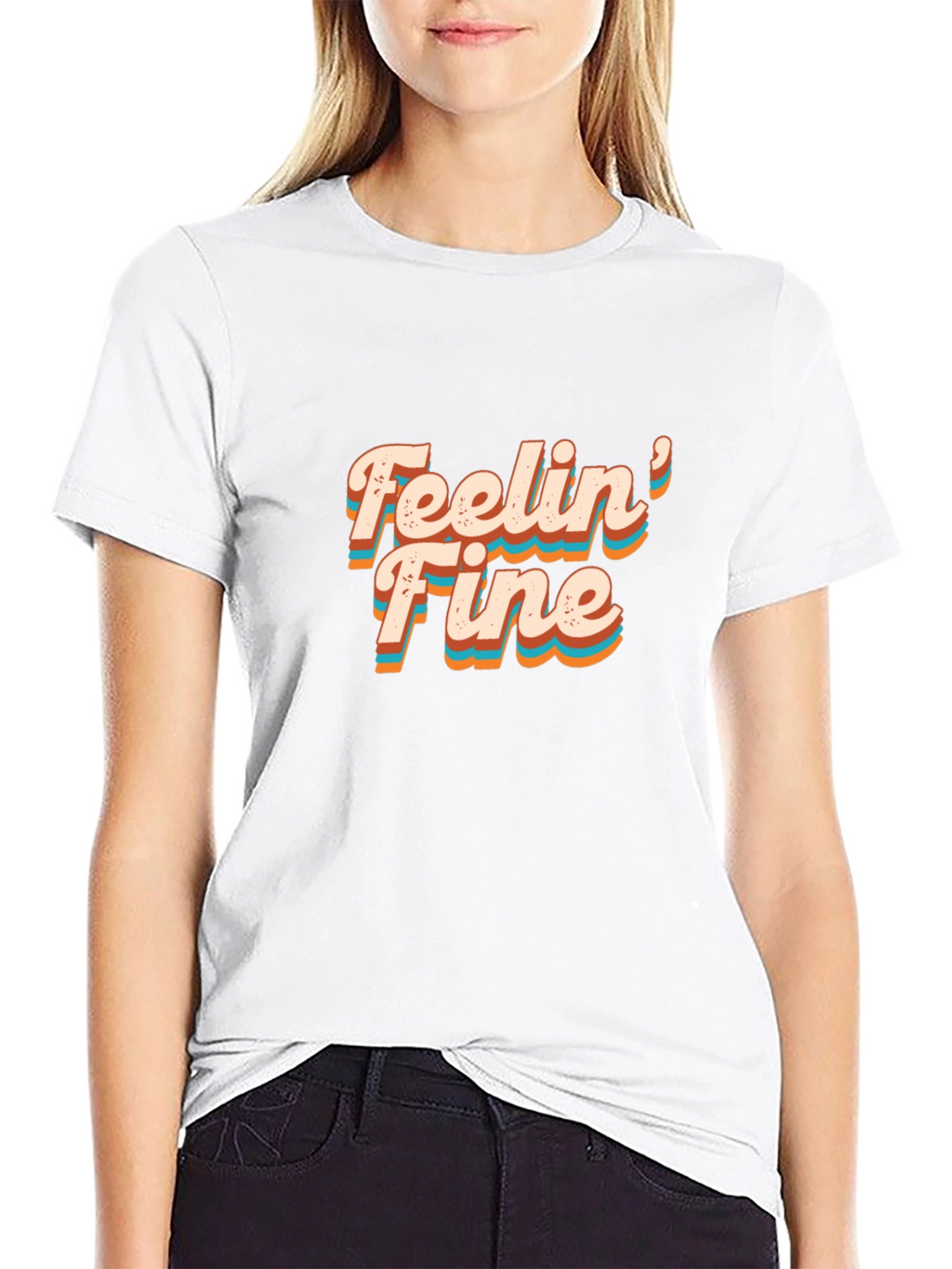 Feelin Fine Graphic Tee - Retro Style Black T-Shirt