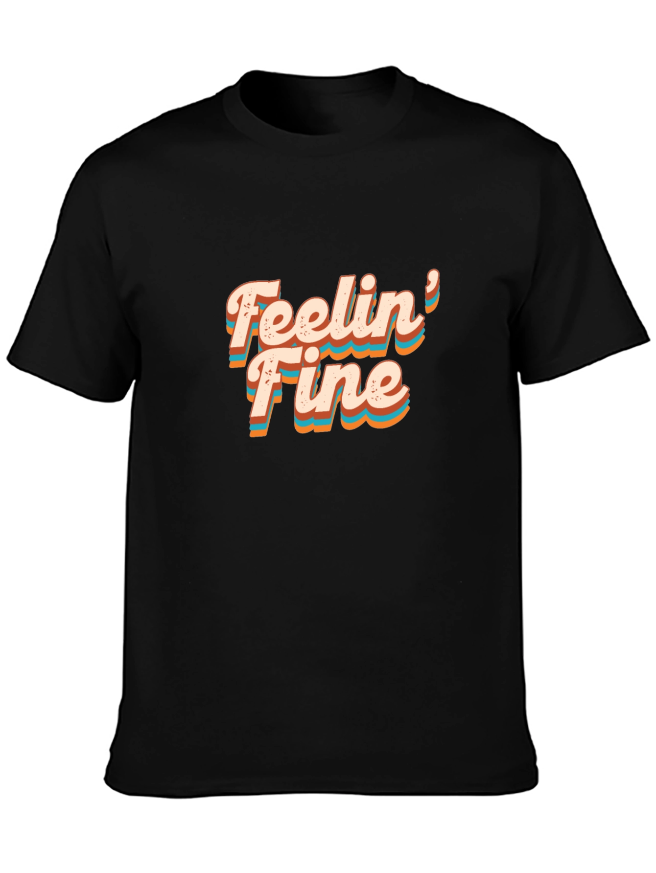 Feelin Fine Graphic Tee - Retro Style Black T-Shirt