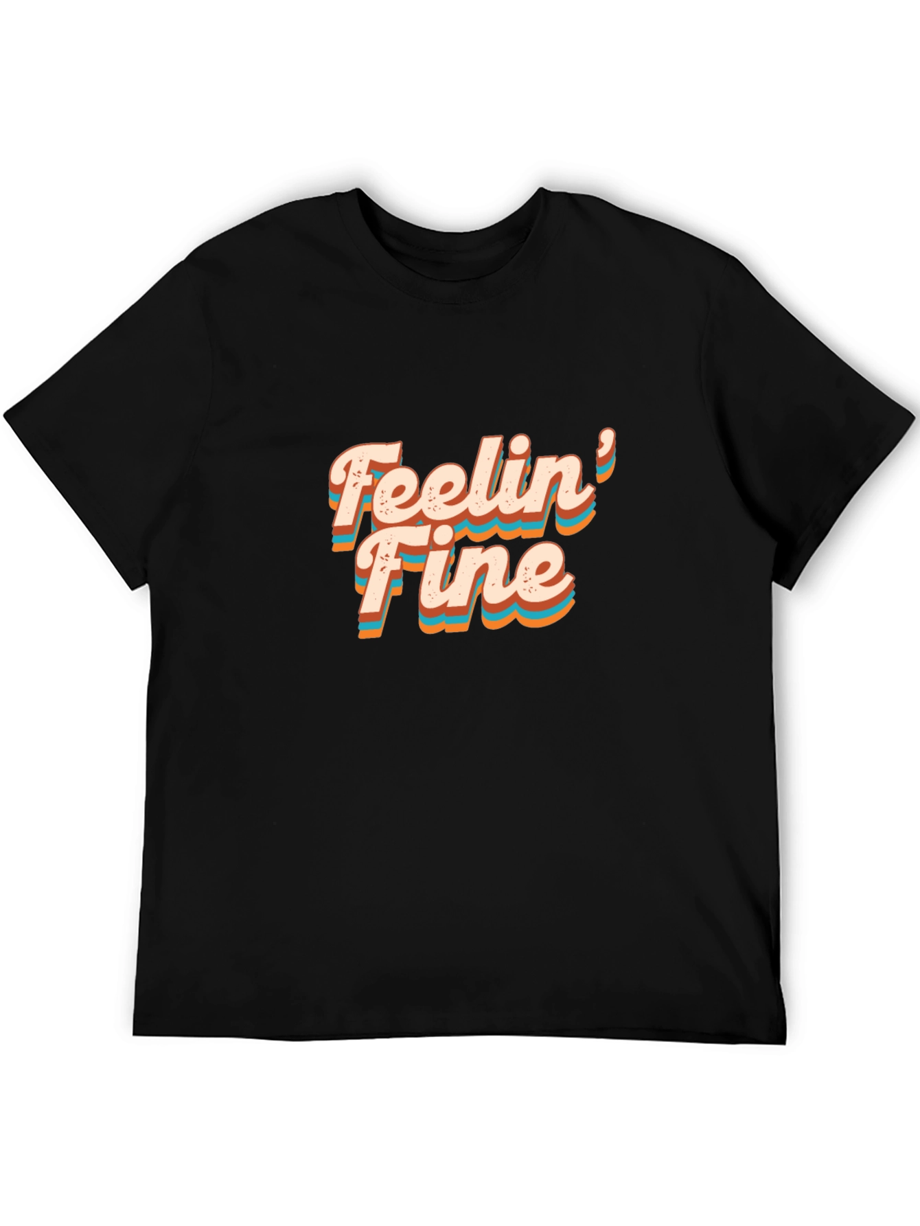 Feelin Fine Graphic Tee - Retro Style Black T-Shirt