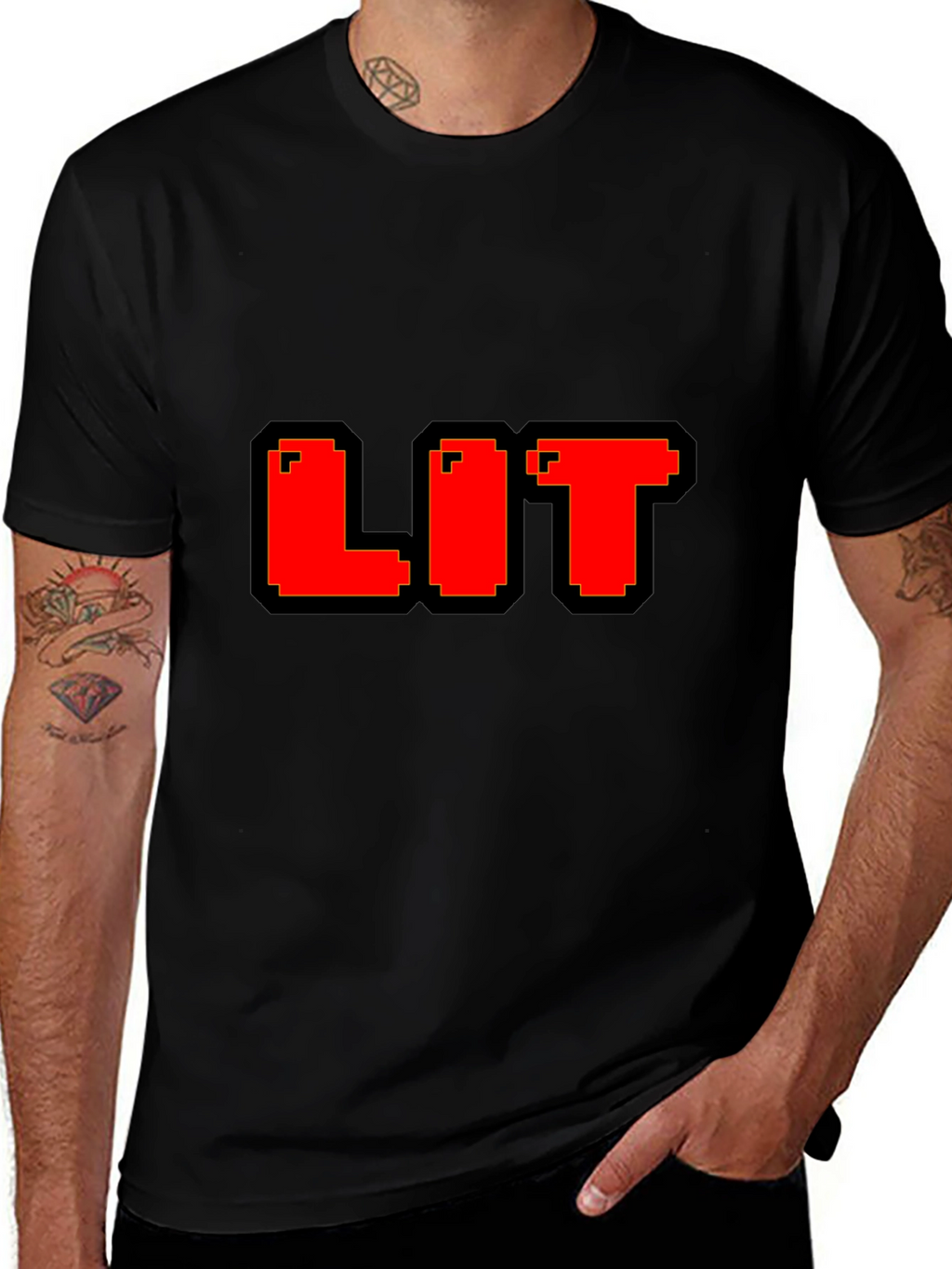 Pixel LIT T-Shirt - Black Cotton Blend