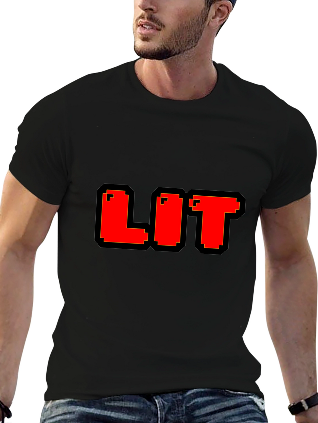 Pixel LIT T-Shirt - Black Cotton Blend