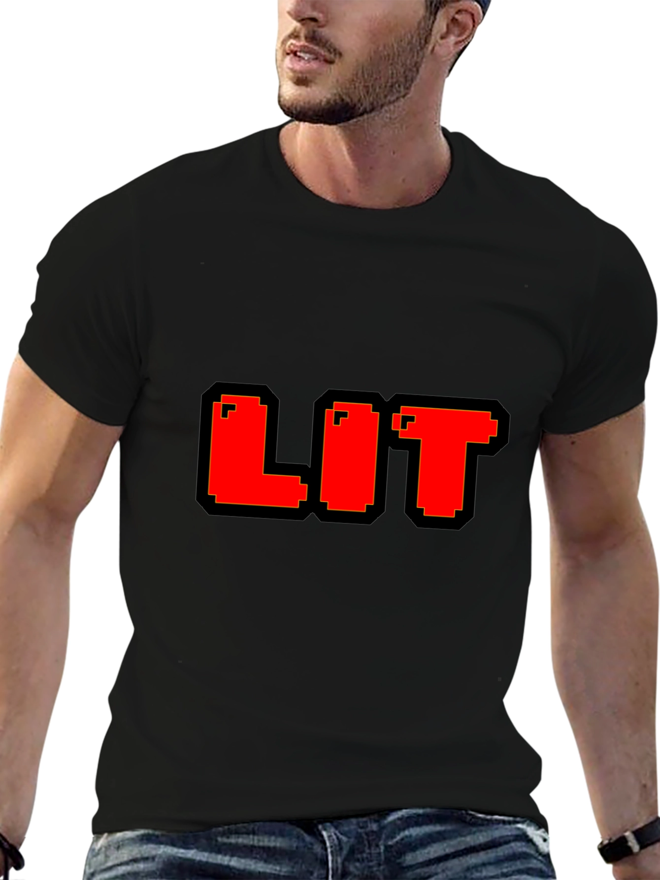 Pixel LIT T-Shirt - Black Cotton Blend
