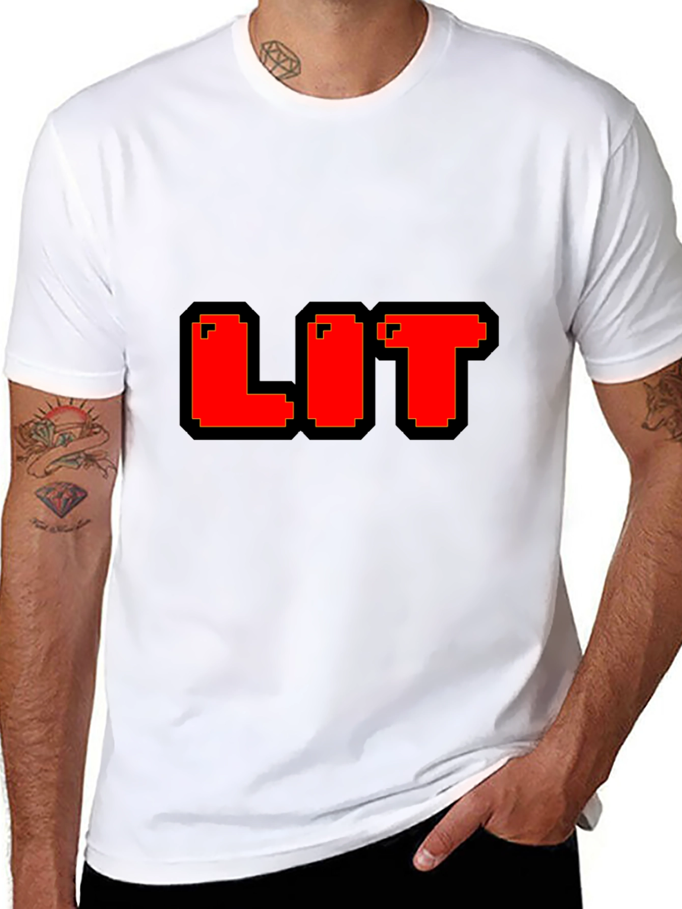 Pixel LIT T-Shirt - Black Cotton Blend