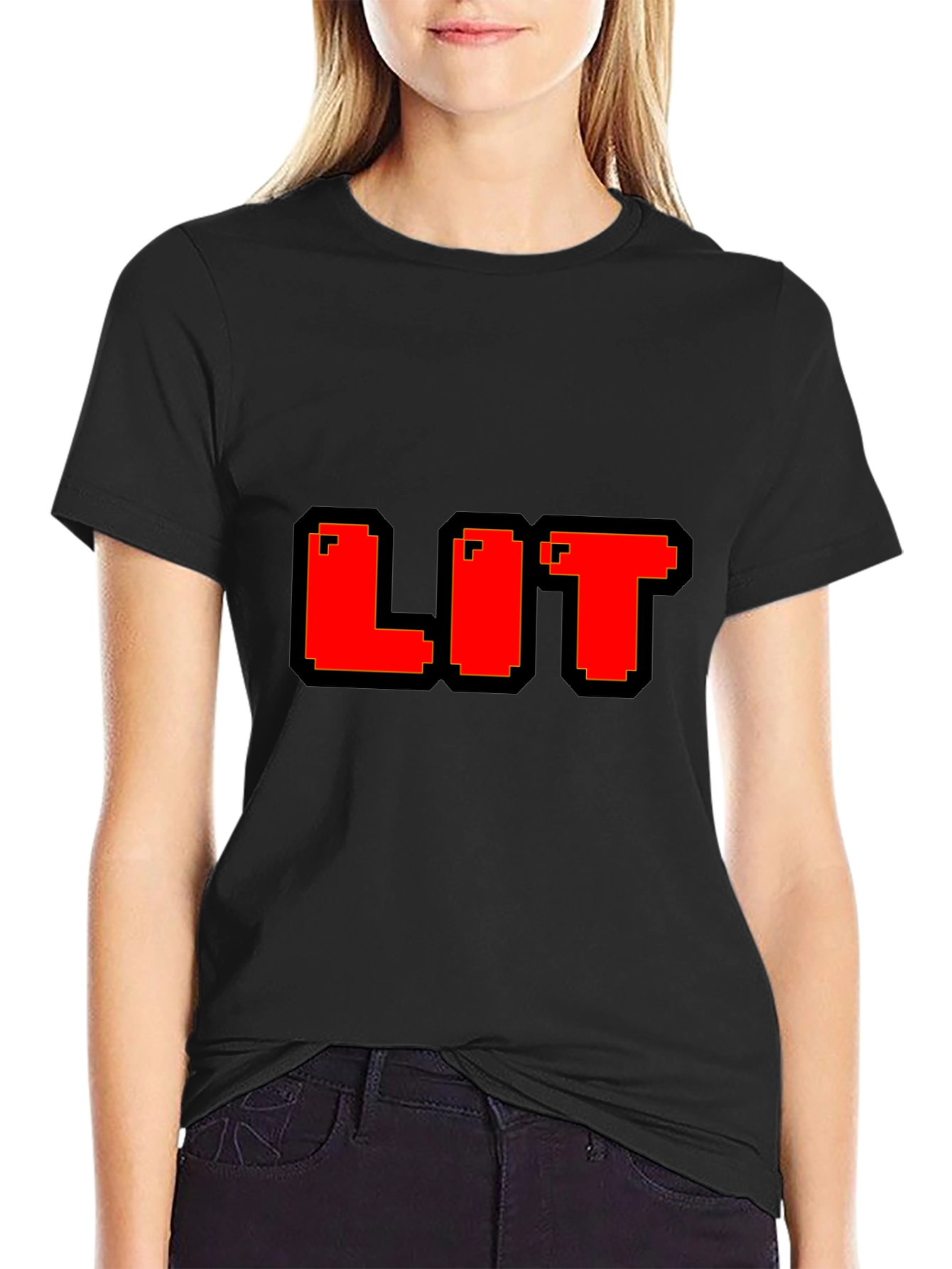 Pixel LIT T-Shirt - Black Cotton Blend
