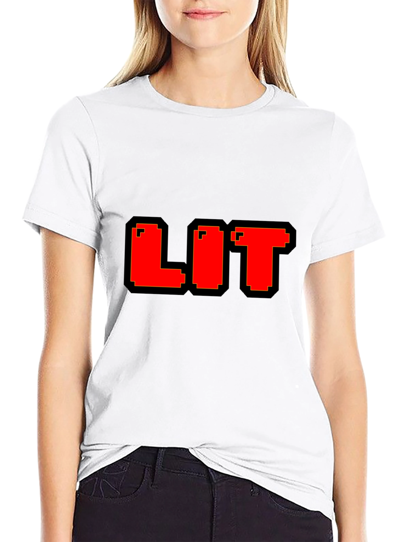 Pixel LIT T-Shirt - Black Cotton Blend