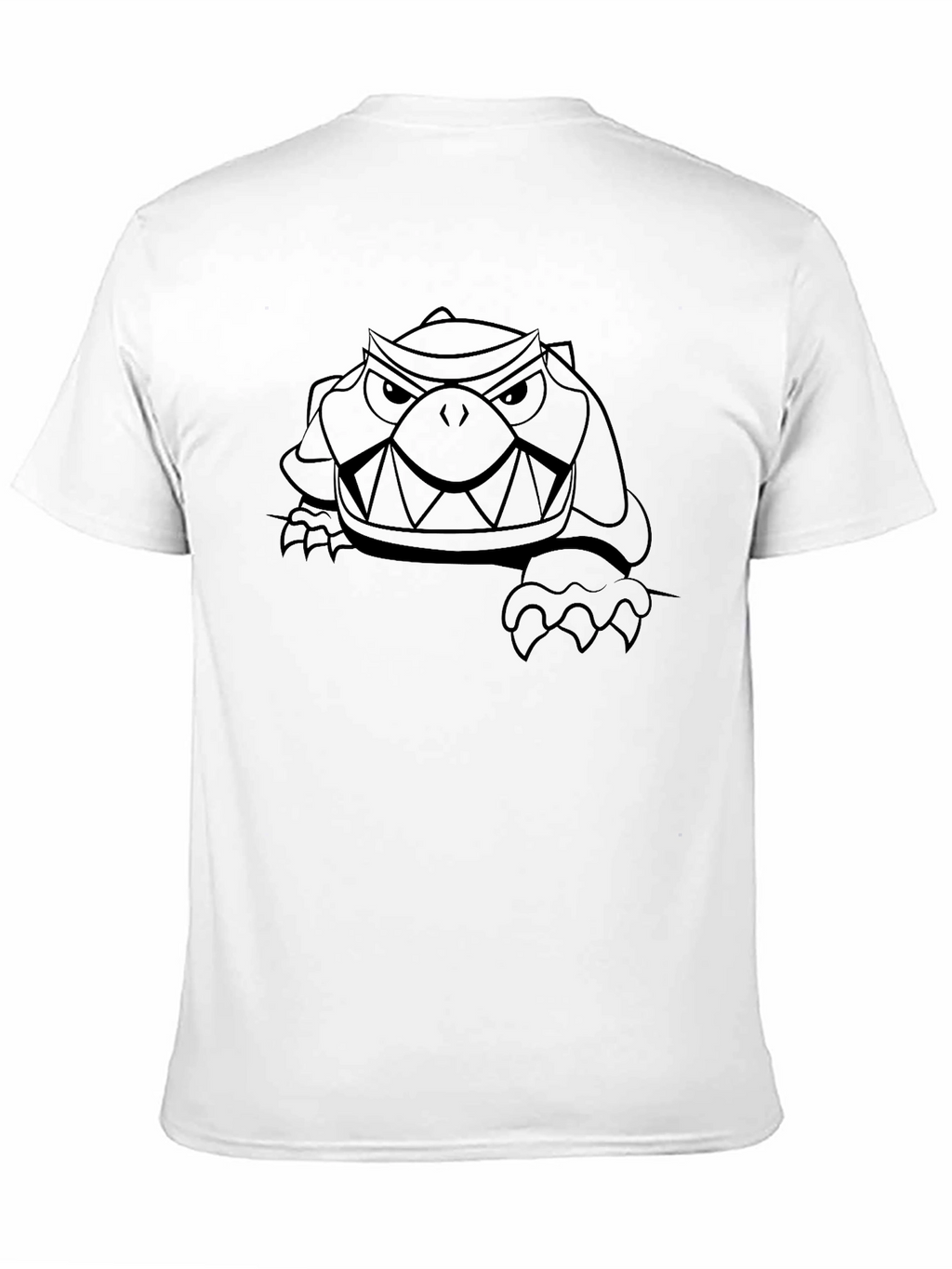 Mens Black T-Shirt with Cartoon Turtle Graphic