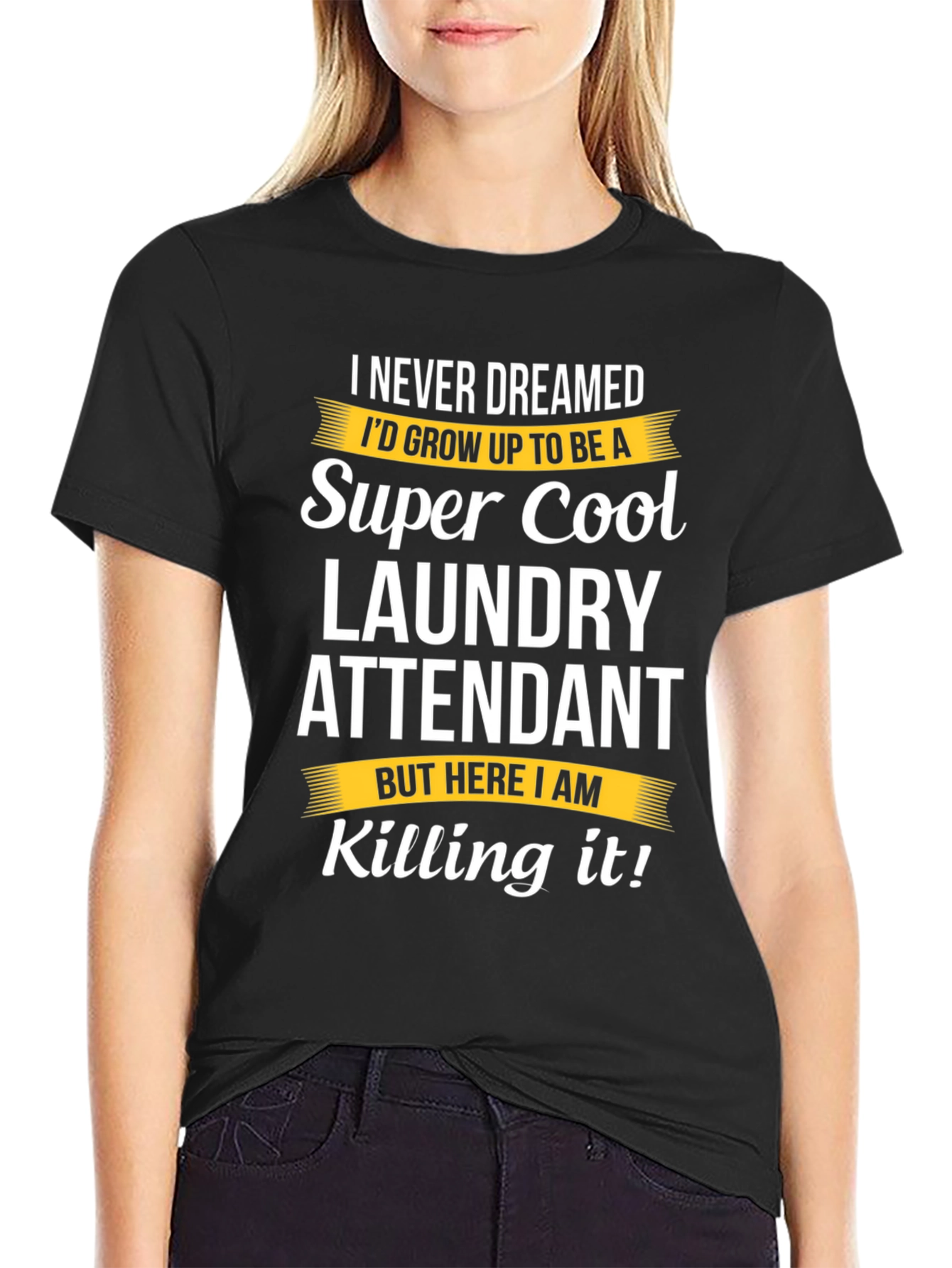 Super Cool Laundry Attendant Black T-Shirt