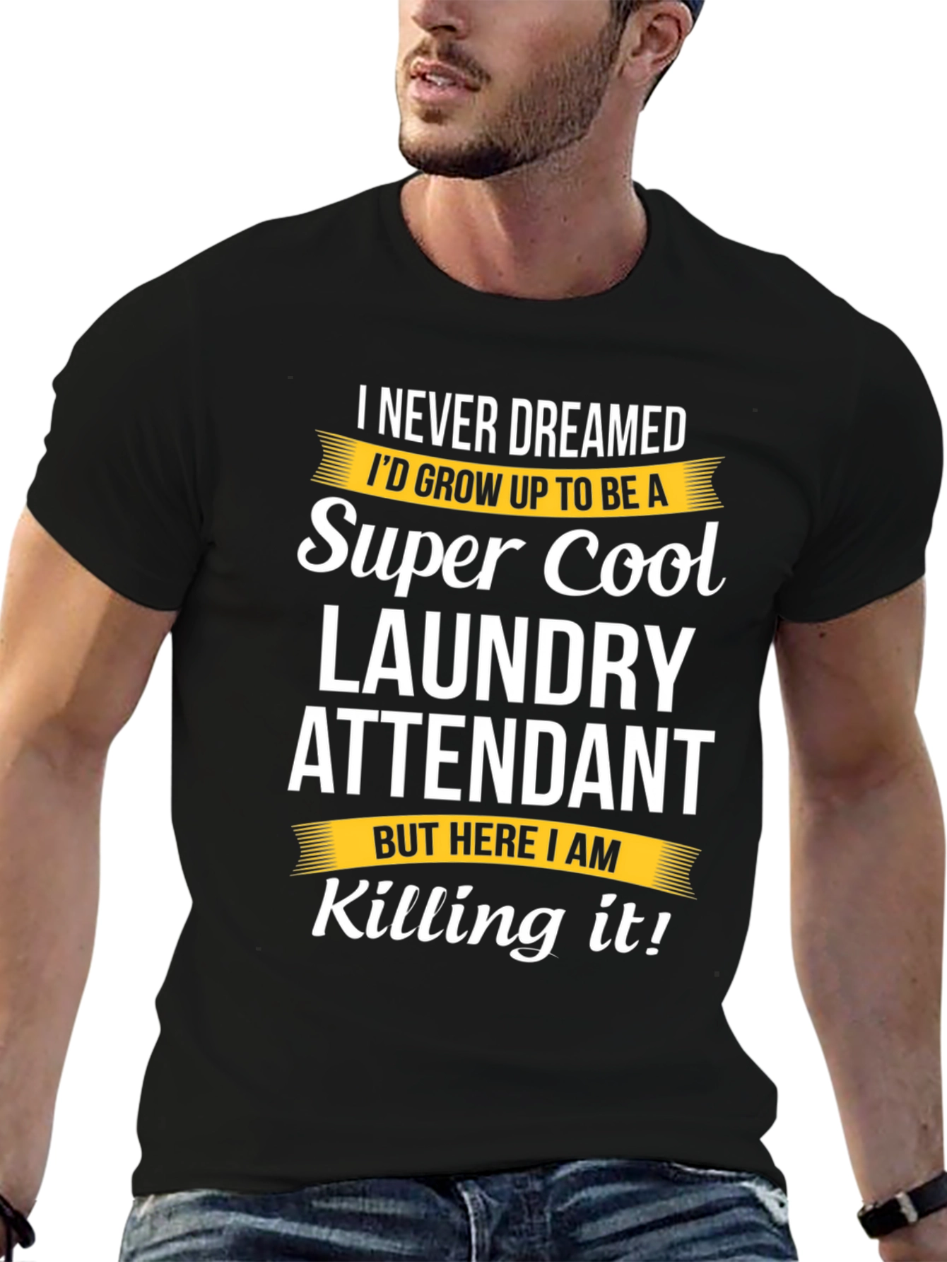 Super Cool Laundry Attendant Black T-Shirt