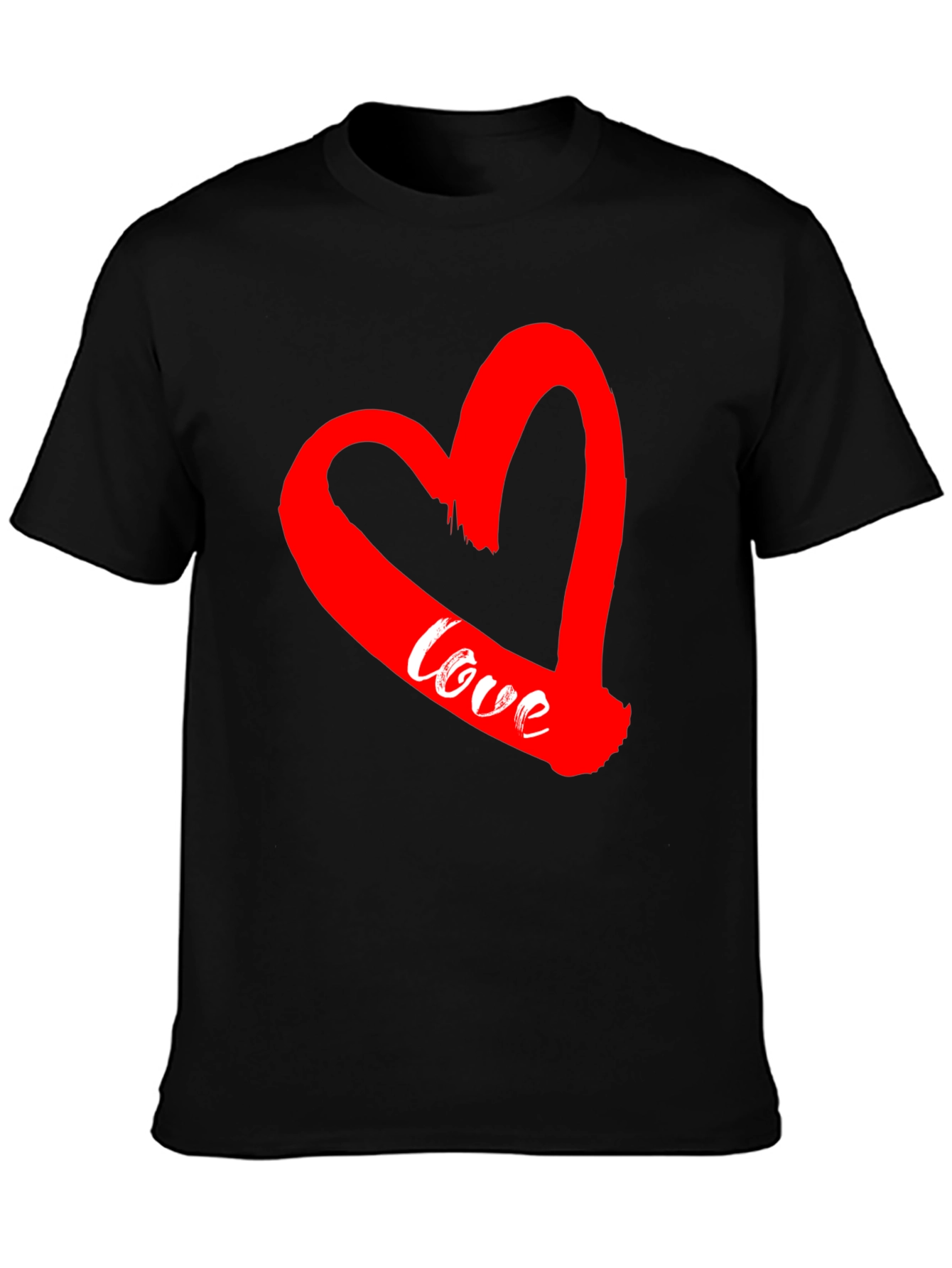 Love Heart Graphic Tee - Mens Black Short Sleeve T-Shirt