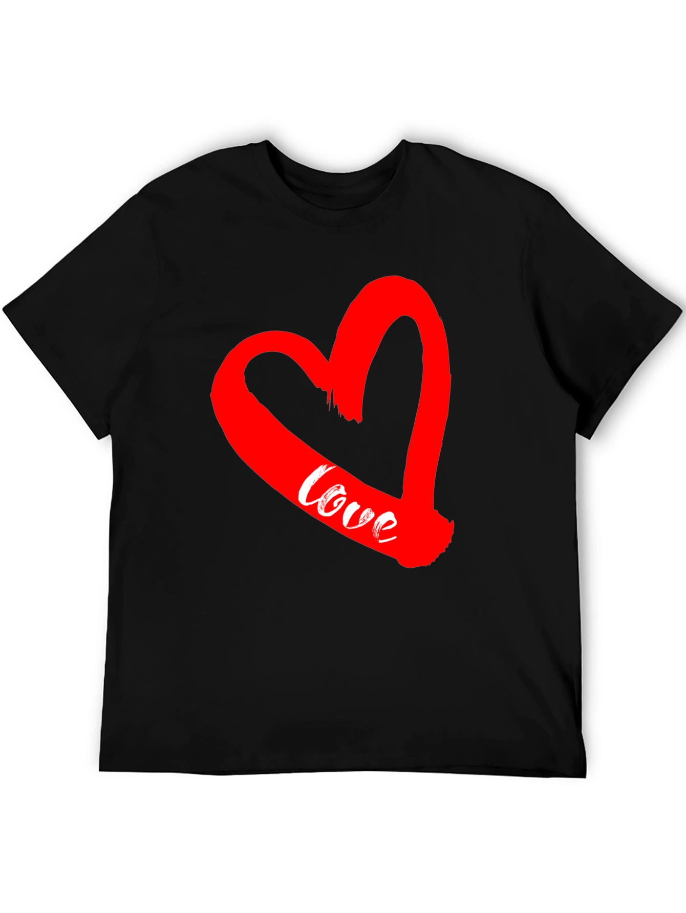 Love Heart Graphic Tee - Mens Black Short Sleeve T-Shirt