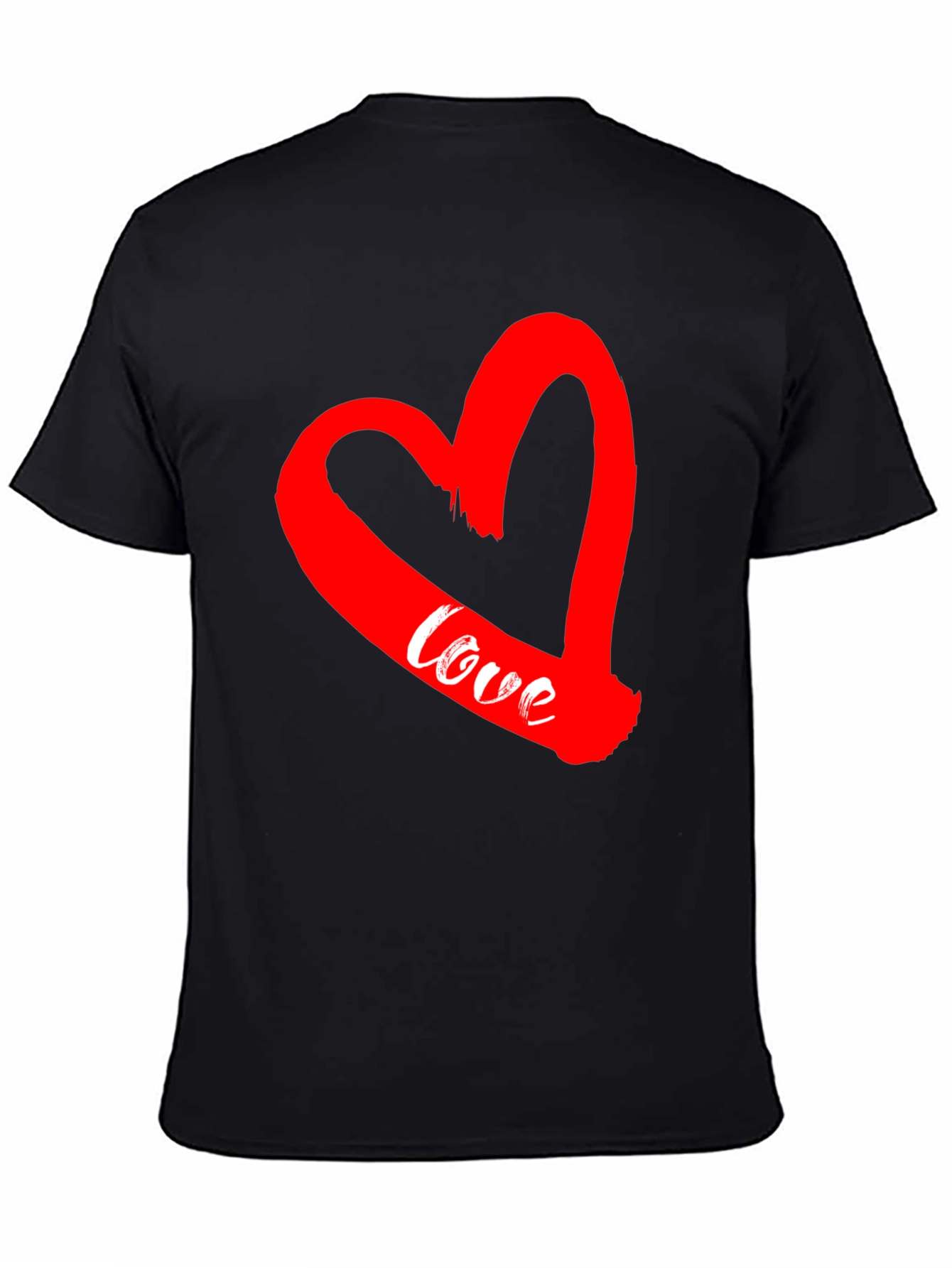 Love Heart Graphic Tee - Mens Black Short Sleeve T-Shirt