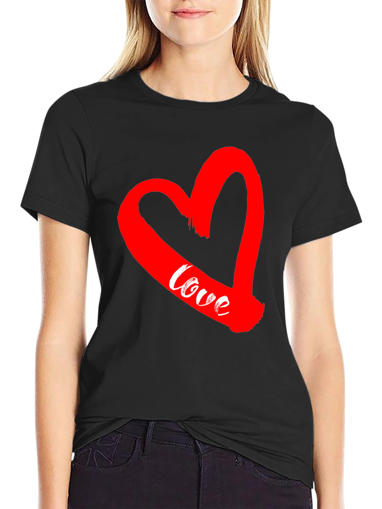 Love Heart Graphic Tee - Mens Black Short Sleeve T-Shirt