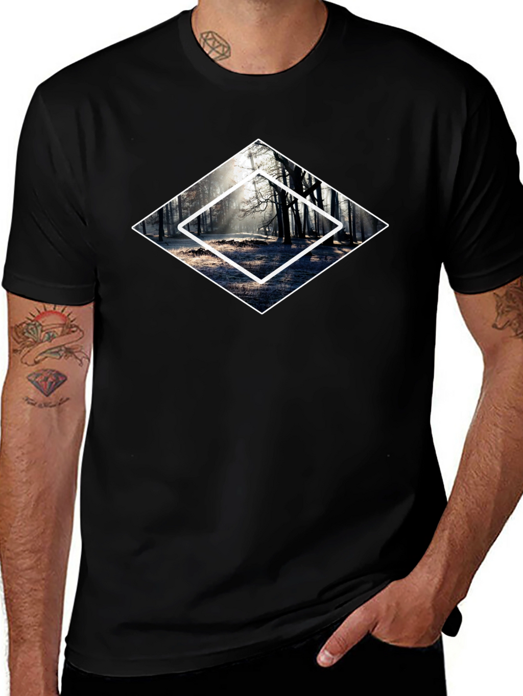 Mystic Forest Graphic Tee - Black Cotton