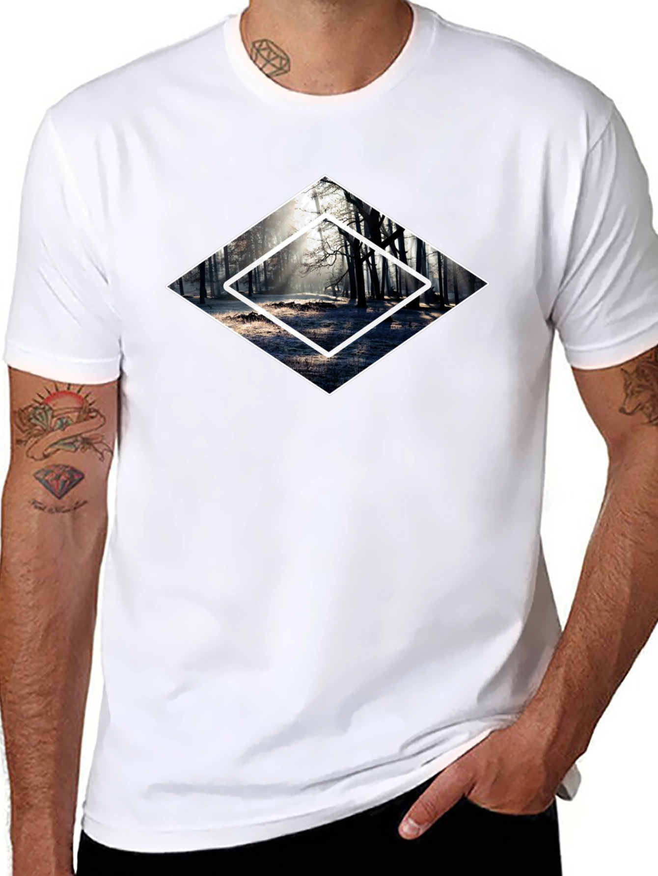 Mystic Forest Graphic Tee - Black Cotton