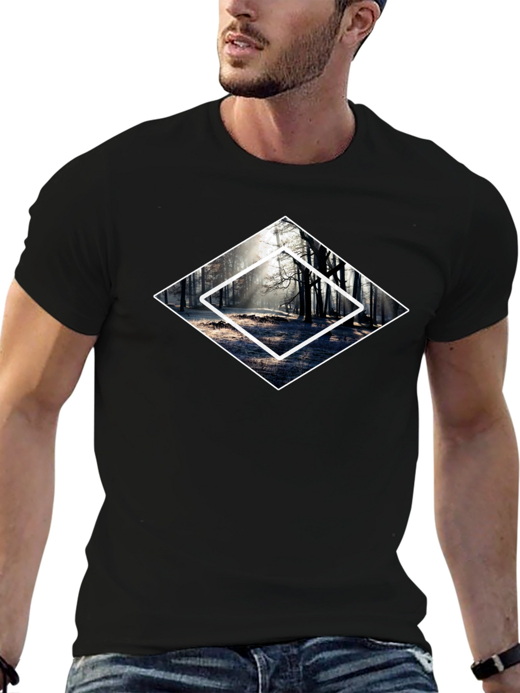 Mystic Forest Graphic Tee - Black Cotton