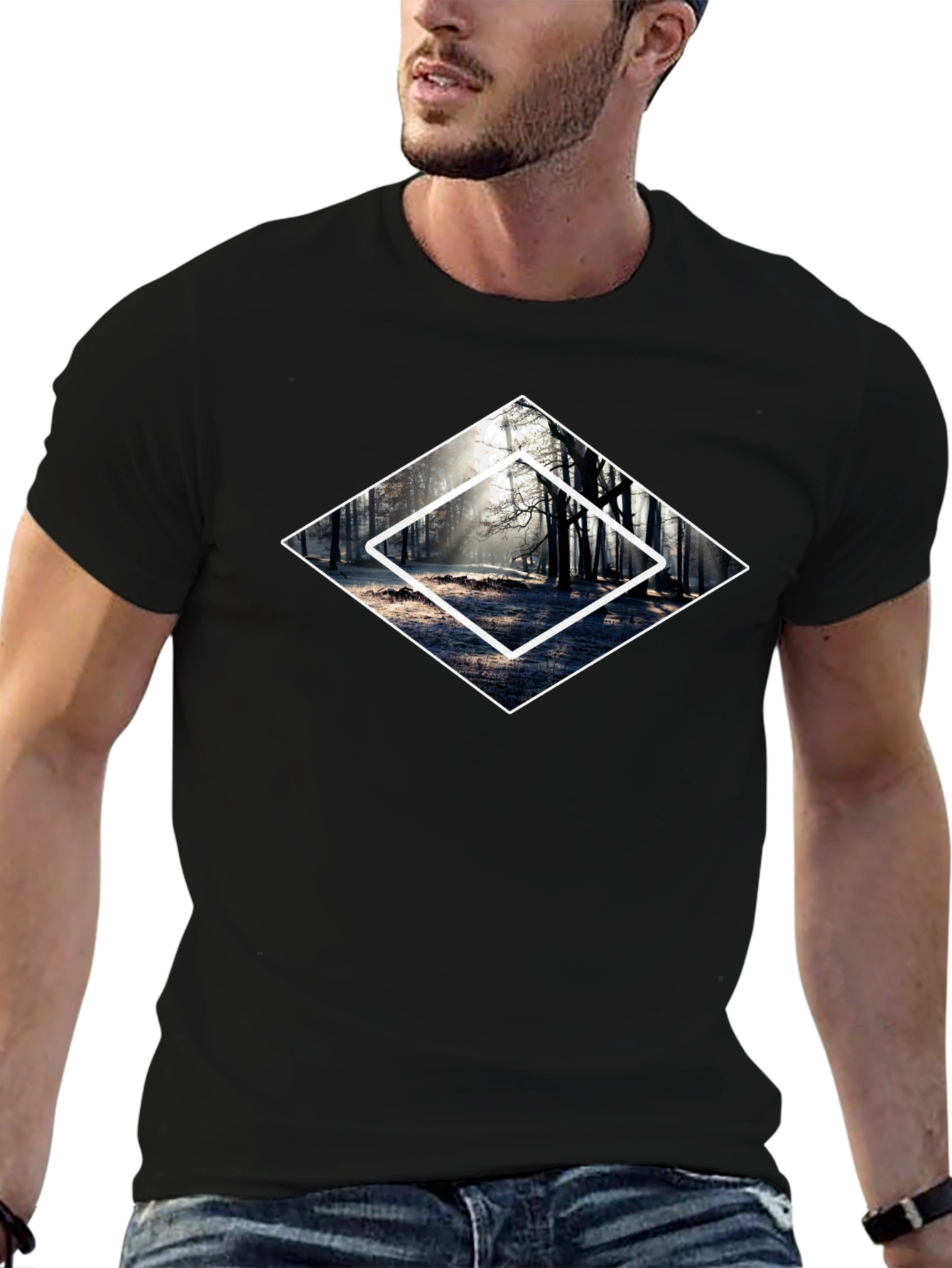 Mystic Forest Graphic Tee - Black Cotton