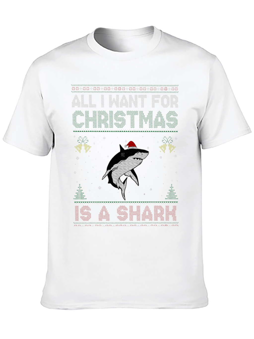 Christmas Shark Ugly Sweater Style T-Shirt