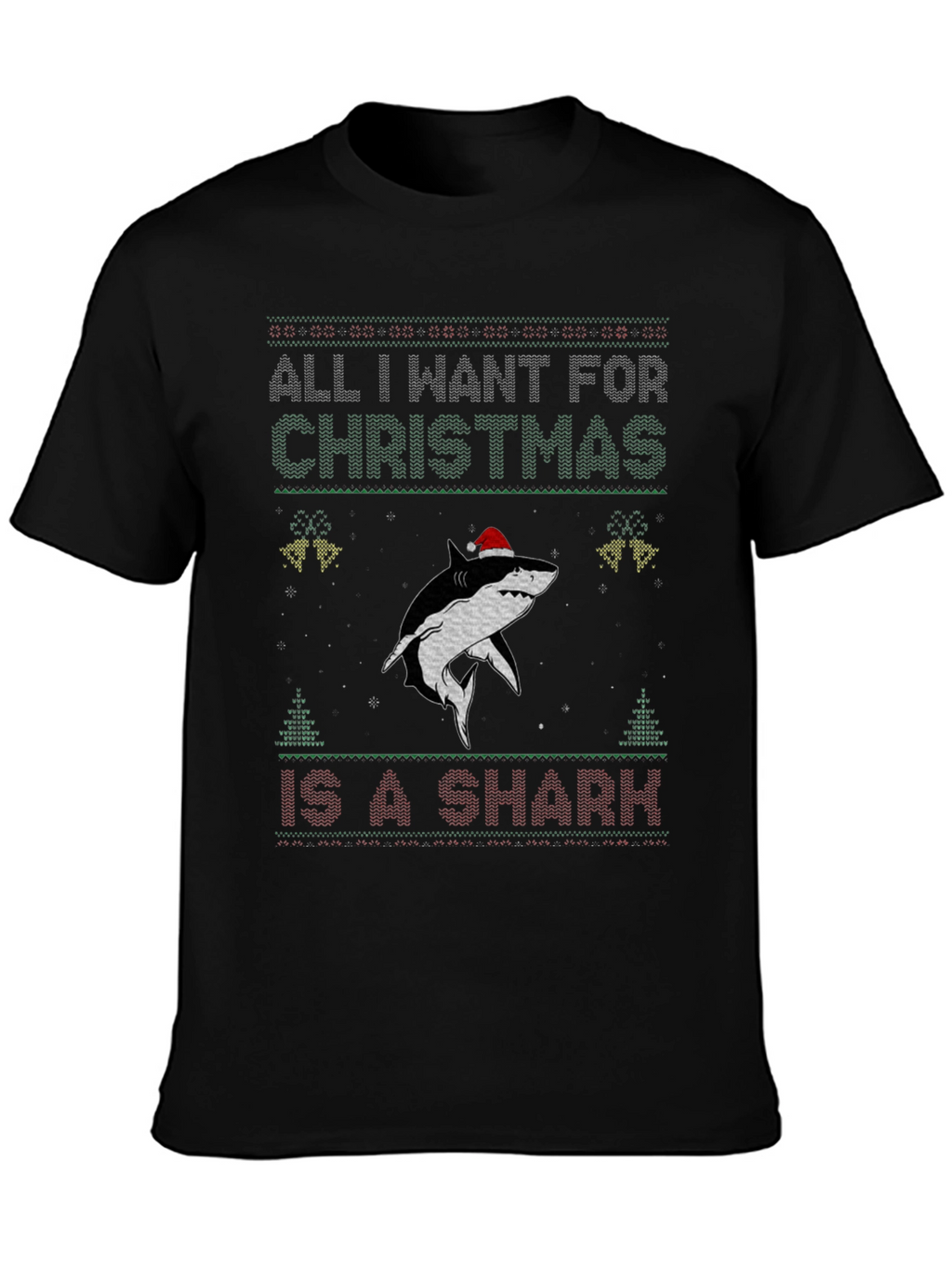 Christmas Shark Ugly Sweater Style T-Shirt
