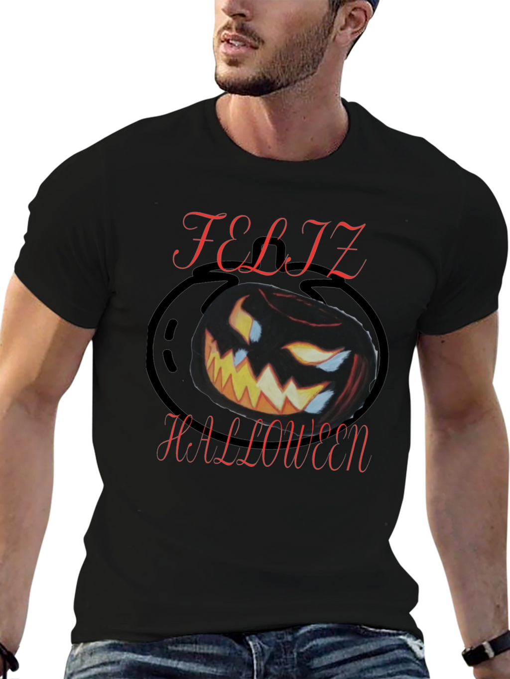 Feliz Halloween Black Graphic Tee