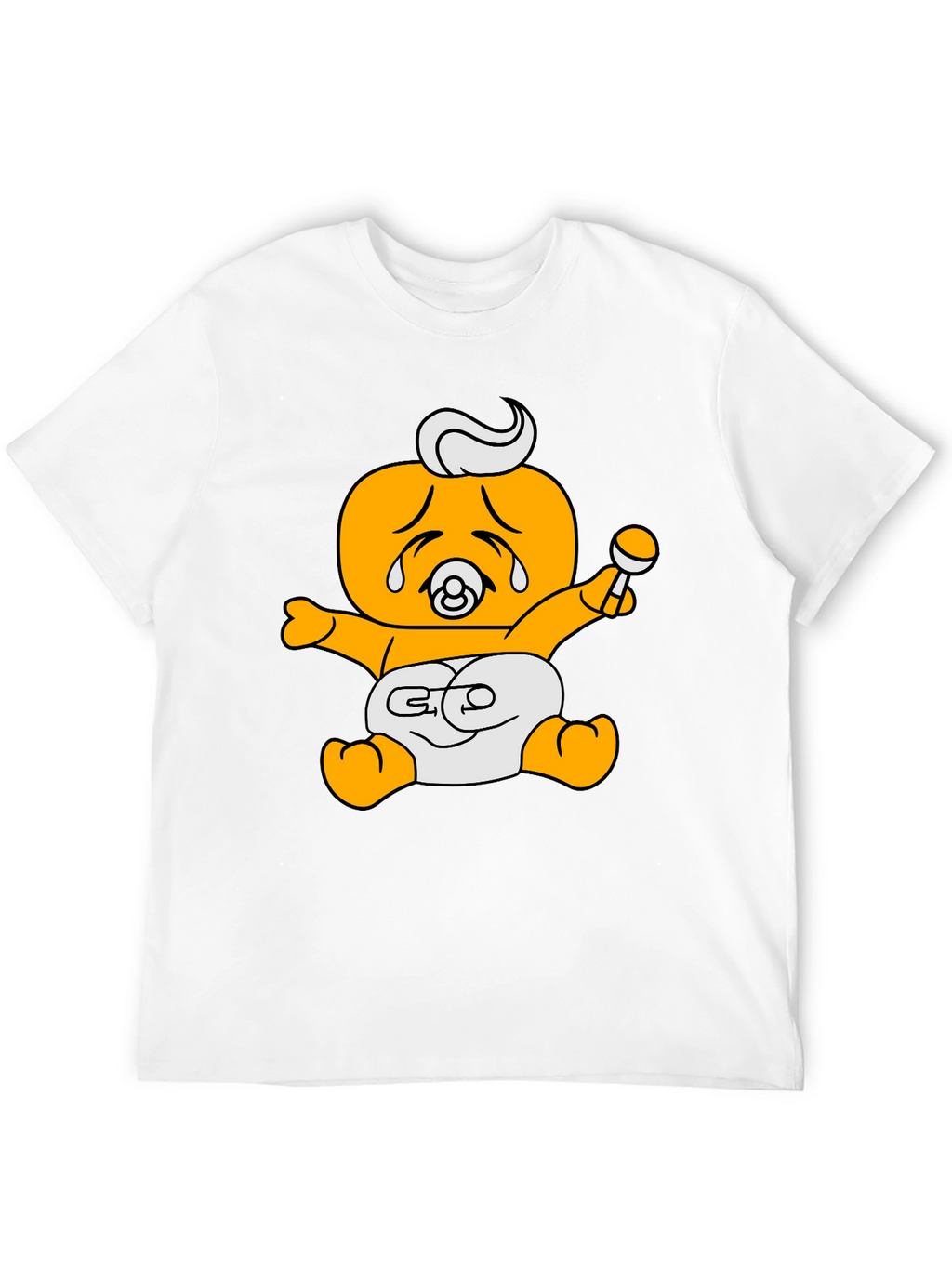 Funny Crying Baby Cartoon Graphic Black T-Shirt